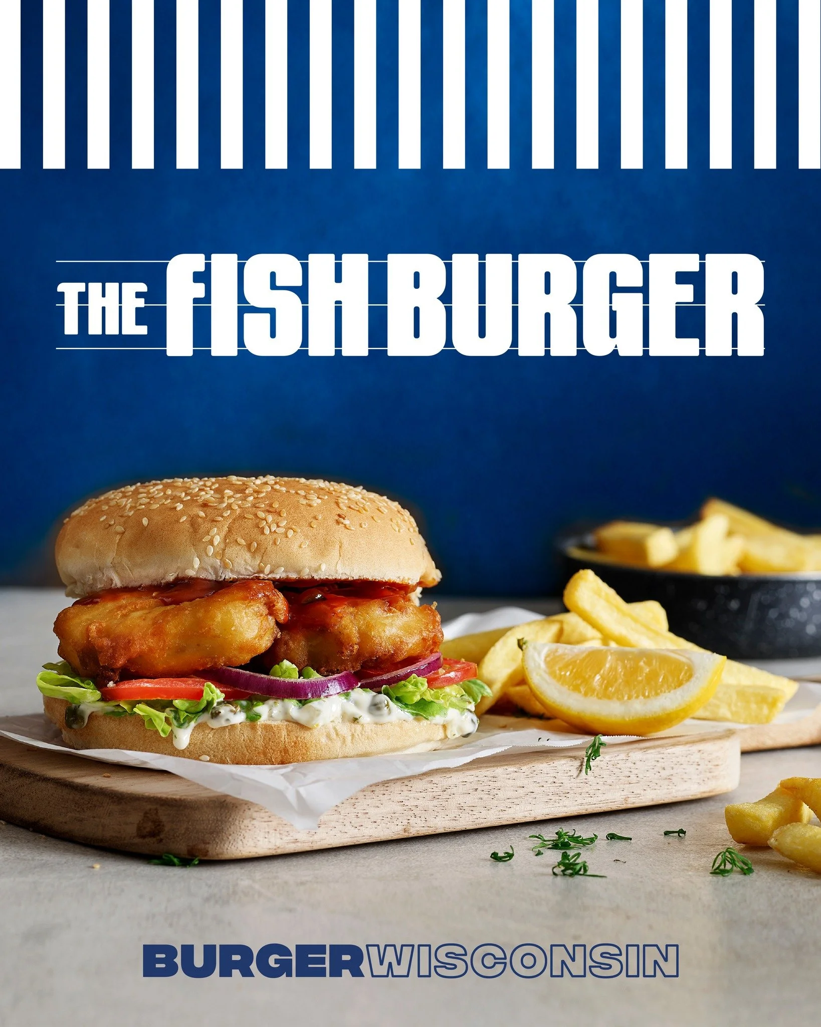 IT'S HERE - FOR A LIMITED TIME ONLY - THE FISH BURGER. 🐟

Tempura battered fish with lemony fresh house-made tartare sauce, crisp salad and Burger Wisconsin relish on a sesame seed bun.