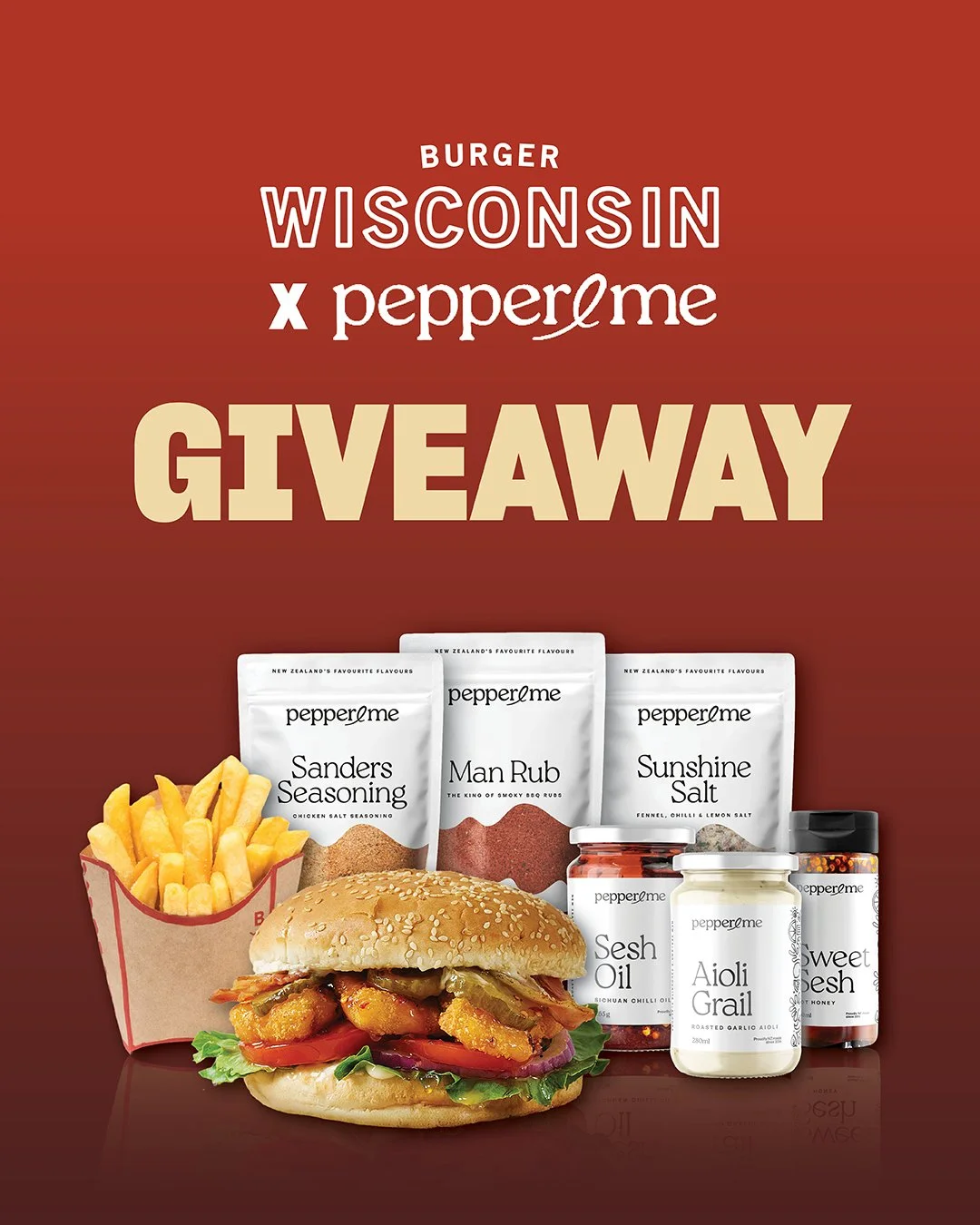 We've got a BIIIIG flavour giveaway to get stuck in to 🔥

Be in to win:
🌶 a Pepper &amp; Me gift box
🍔 $50 in Burger Bucks to spend at your local BW

To enter:
✔️ Follow @mybwburger &amp;@pepperandme 
✔️ Like this post
✔️ Tag a mate in the comment