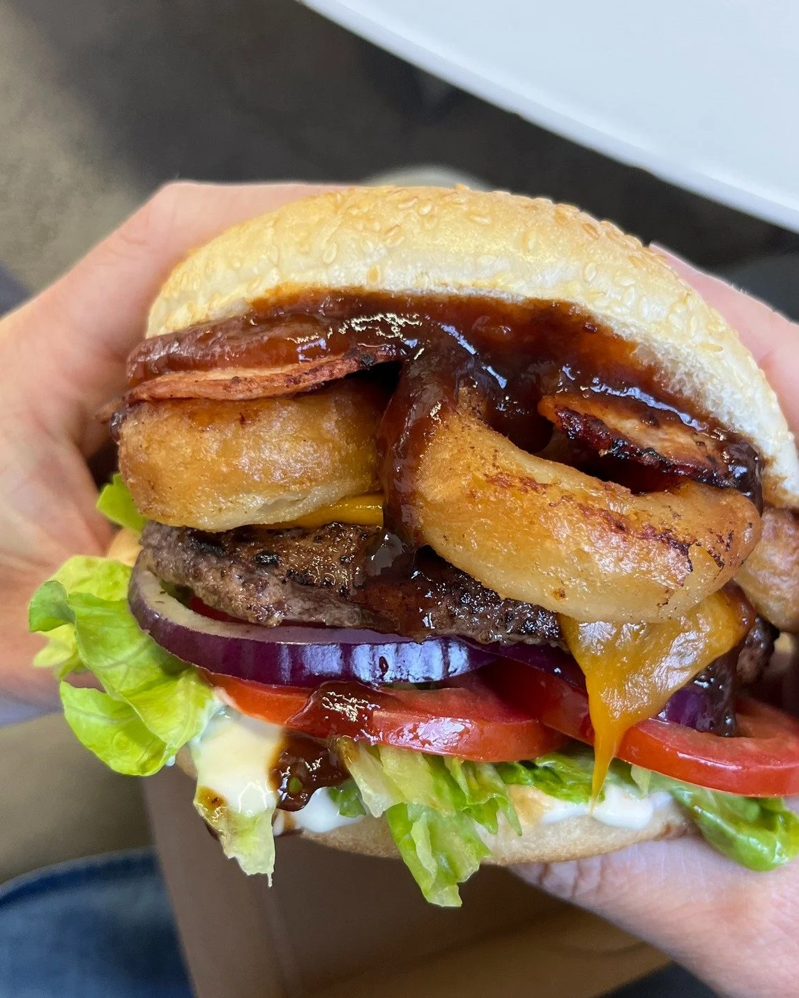 Big buns, big meat, and bursting at the seams. The BBQ Beef &amp; Bacon is not for the faint hearted. 🍔