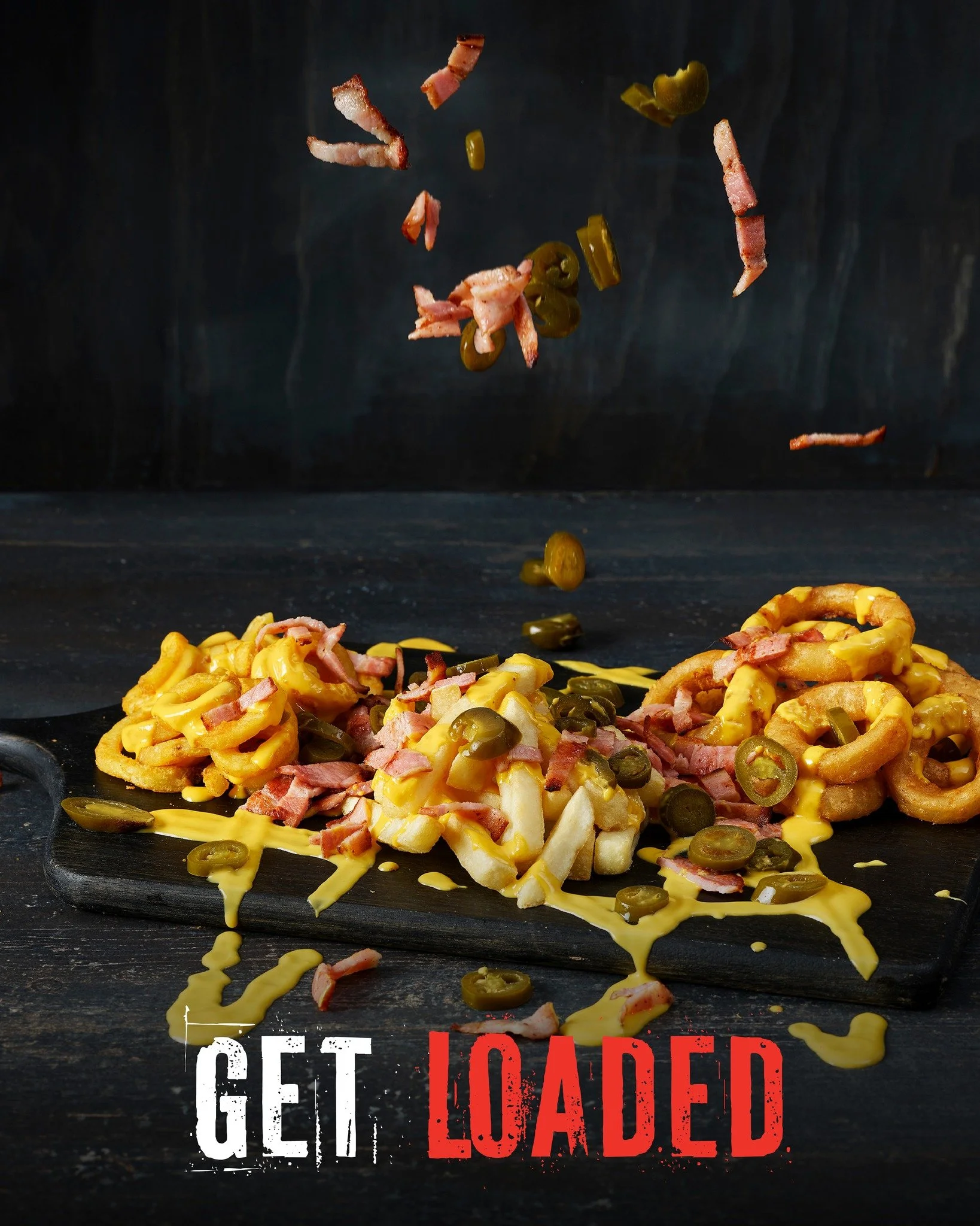 Wanna level up your Cheesy Fries or Onion Rings? Load them with Jalapenos, Bacon, Sour Cream, Siracha Chilli or Wisconsin BBQ Sauce and thank us later. 🤤