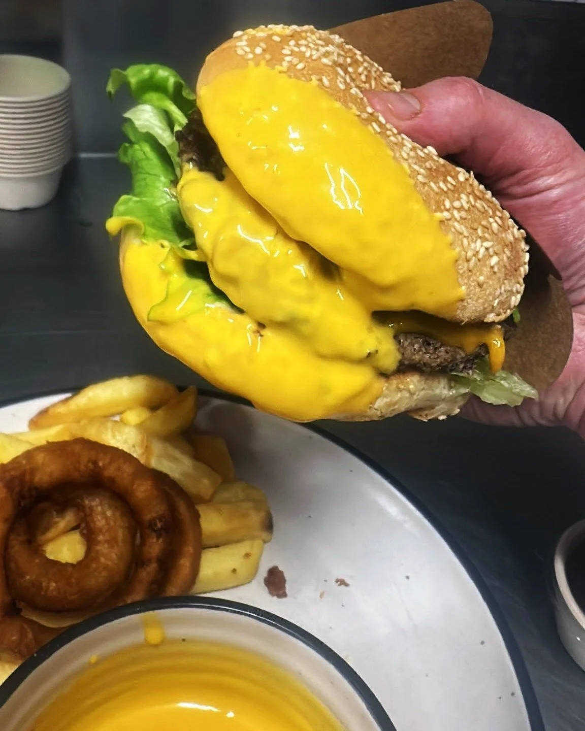 PSA: our insanely good Nacho Cheese Sauce, featured on our Cheesy Sides, is now available on the menu as a dip. The ultimate pairing to our Southern Fried Chicken, or go rogue and dunk your burger in it - why the heck not? 🧀