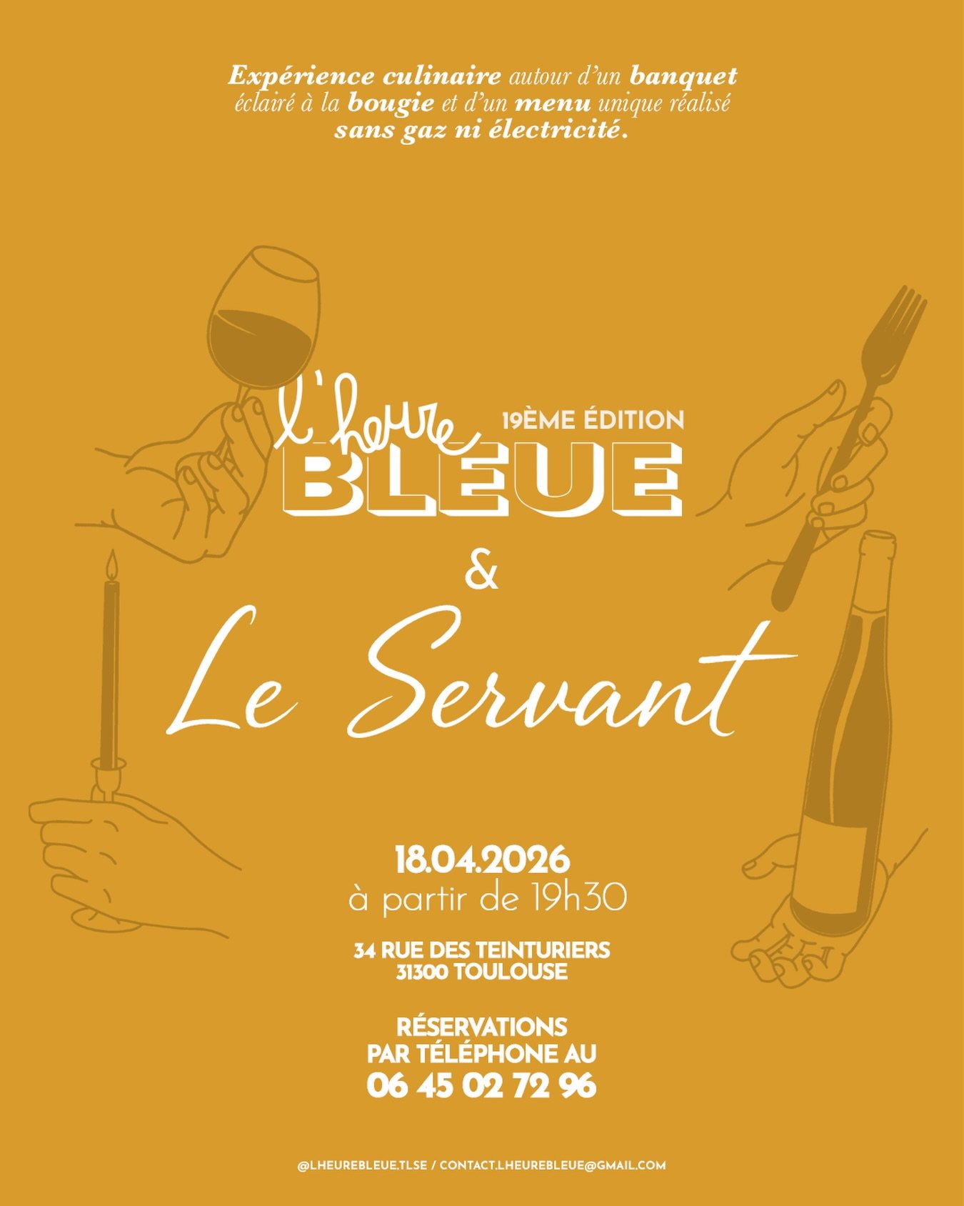 L&rsquo;HEURE BLEUE x LE SERVANT 🕯️

C&rsquo;est la premi&egrave;re &eacute;dition en restaurant de 2026 et c&rsquo;est chez @leservant_ que l&rsquo;on se retrouve le 18 avril 2026 pour une &eacute;dition &agrave; la bougie, sans gaz ni &eacute;lect