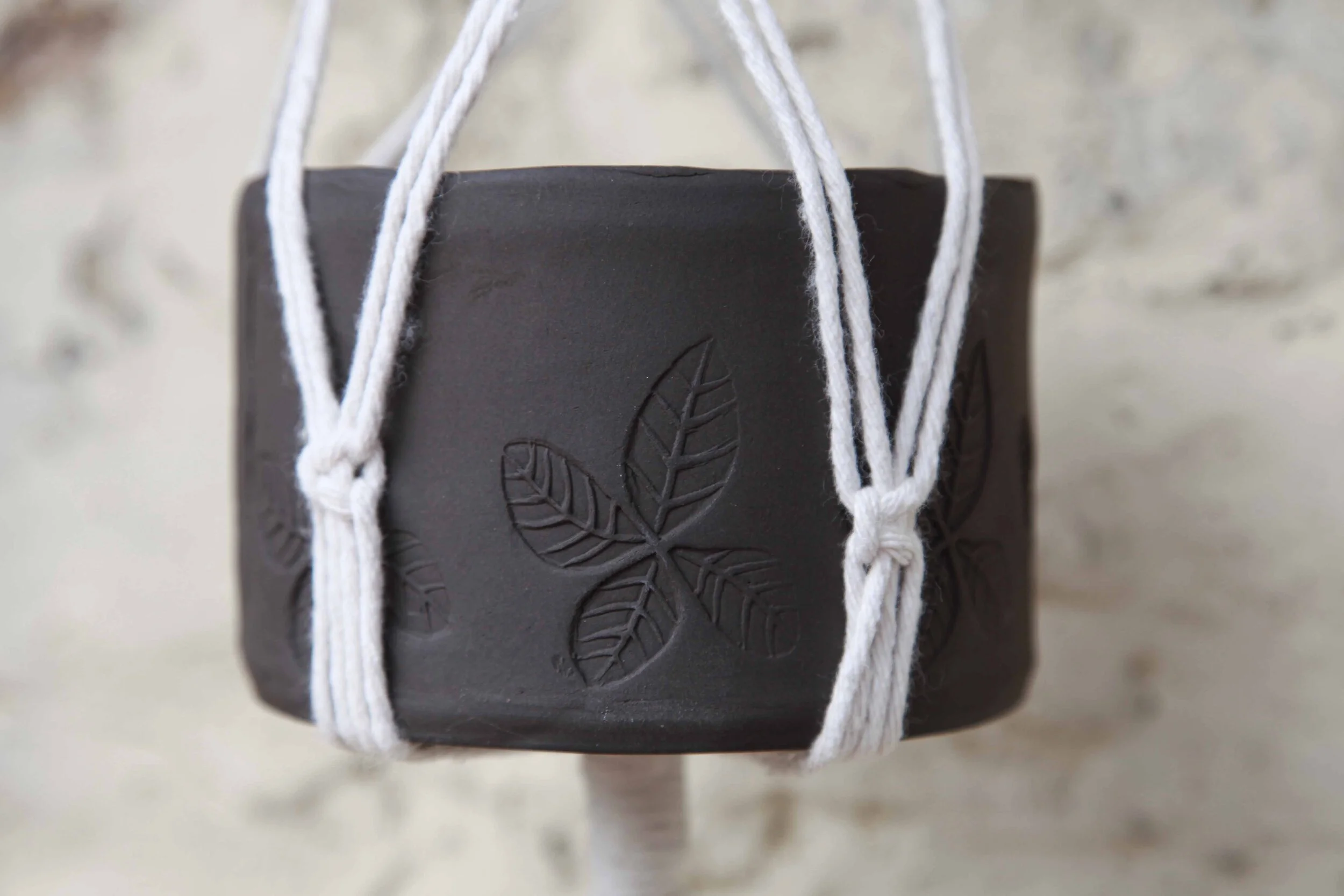 plant pot and macrame hanger