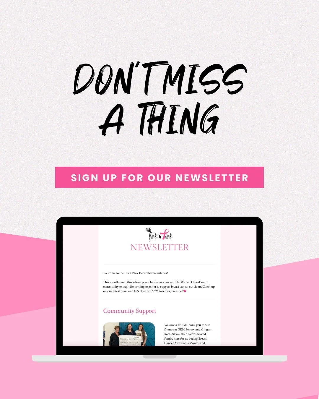 We have a lot going on at our non-profit, and joining our newsletter is the best way to stay in the loop!

Sign up to receive our monthly newsletter straight to your inbox &mdash; featuring the latest news, upcoming events, tattoo inkspiration, and m