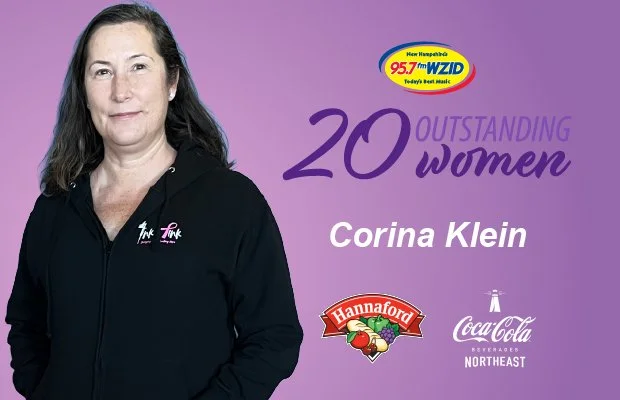 Corina Klein, Ink 4 Pink's founder, has been named as one of 20 Outstanding Women by NH's own 95.7 @wzidfm! 🎉💕

Corina is a standout candidate for this award because she transformed her own breast cancer journey into a mission of healing and empowe