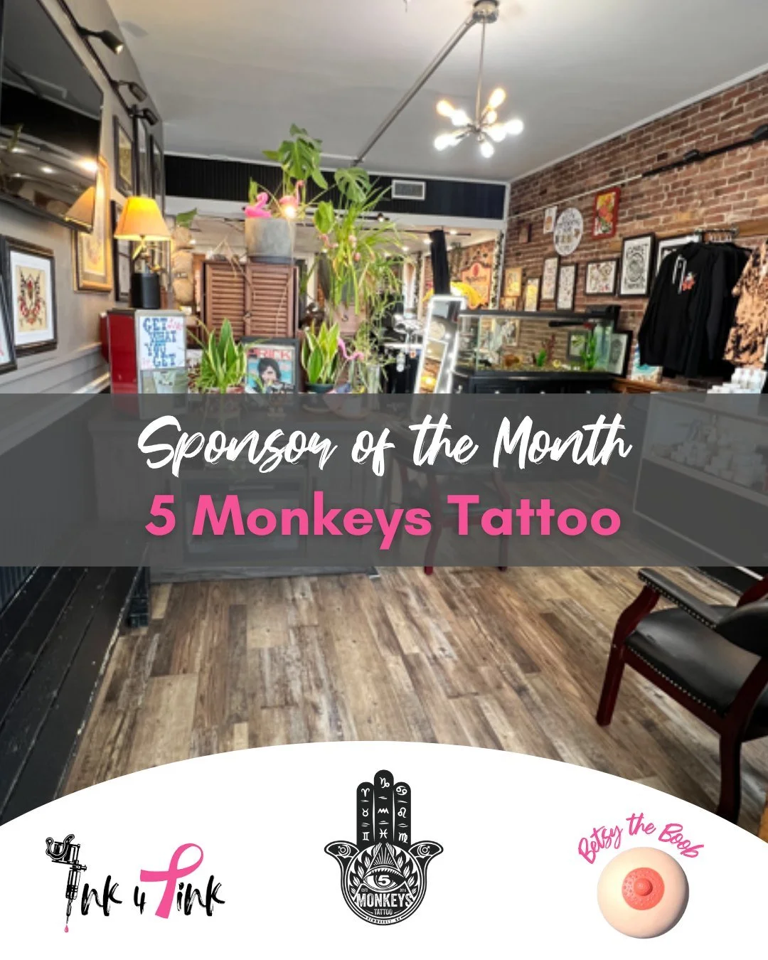 Sponsor shout out! 💕📣

5 Monkeys Tattoo embodies the spirit of freedom, rebellion, and unapologetic authenticity, welcoming clients of all ages and experience, from the newcomer walking in for their first piece of flash to the seasoned breast cance