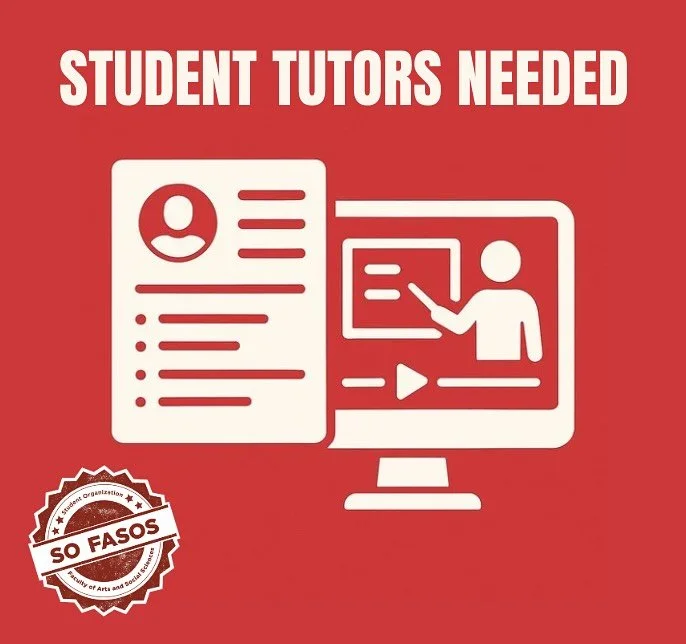 ‼️SOFASOS is looking for *student tutors* to present crash courses!‼️

Are you a bachelors student in Digital Societies, Arts and Culture, Global Studies or European Studies at FASoS with a *GPA above 7.5*? If so, we invite you to share your knowledg