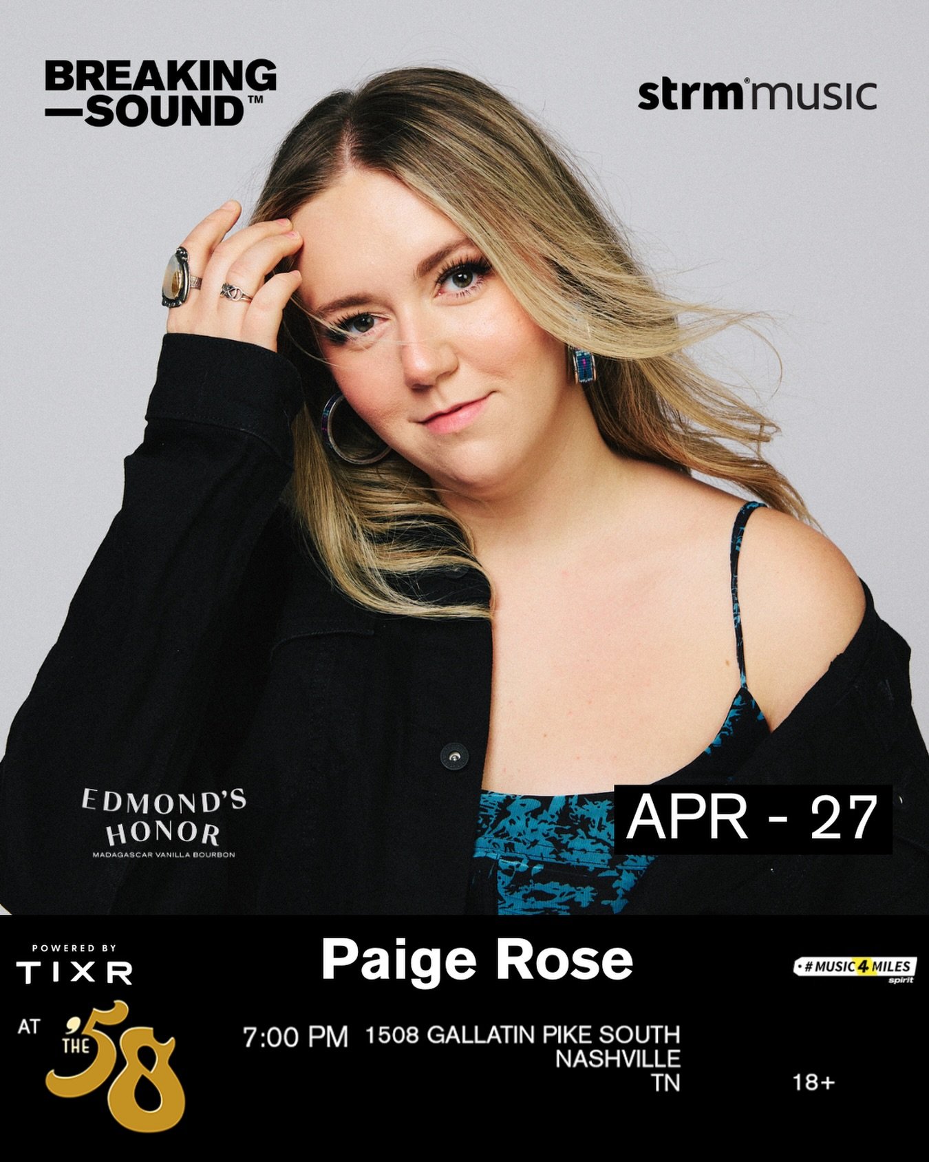 So excited to be playing @breakingsoundnashville at the &lsquo;58 inside @eastsidebowl on 4/27! 💫 #music4miles 

🎟️ Get your tickets: https://www.eventim.us/wafform.aspx?_act=eventtickets&amp;_pky=682489