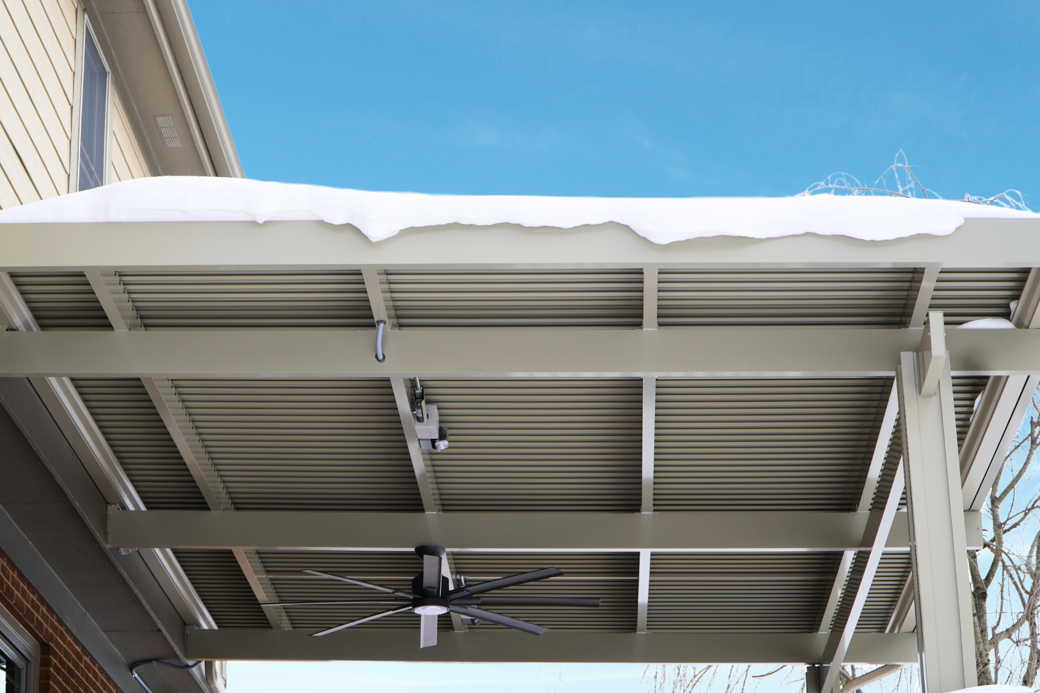 Patio Covers Ohio - The underside of a maintenance-free aluminum patio cover, designed for year-round use in Ohio without warping, rot, or upkeep.