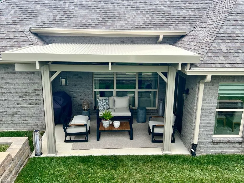 An outdoor space at home after installing Solara Patio Covers
