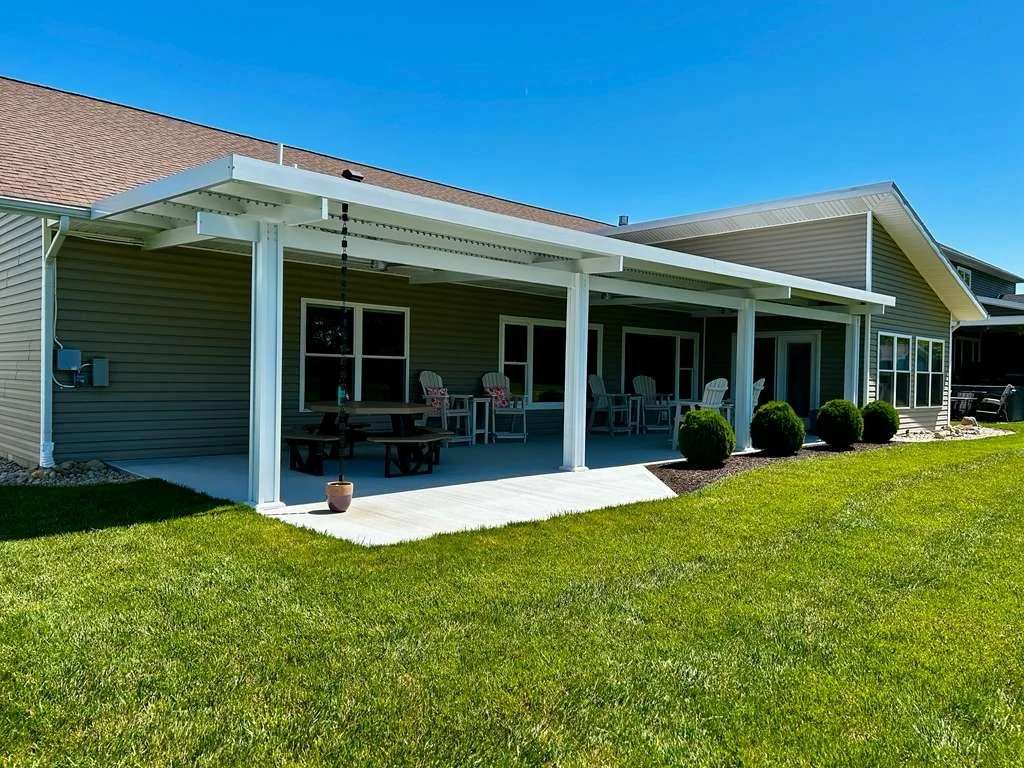 An outdoor space at home post installing Solara Pergola Covers