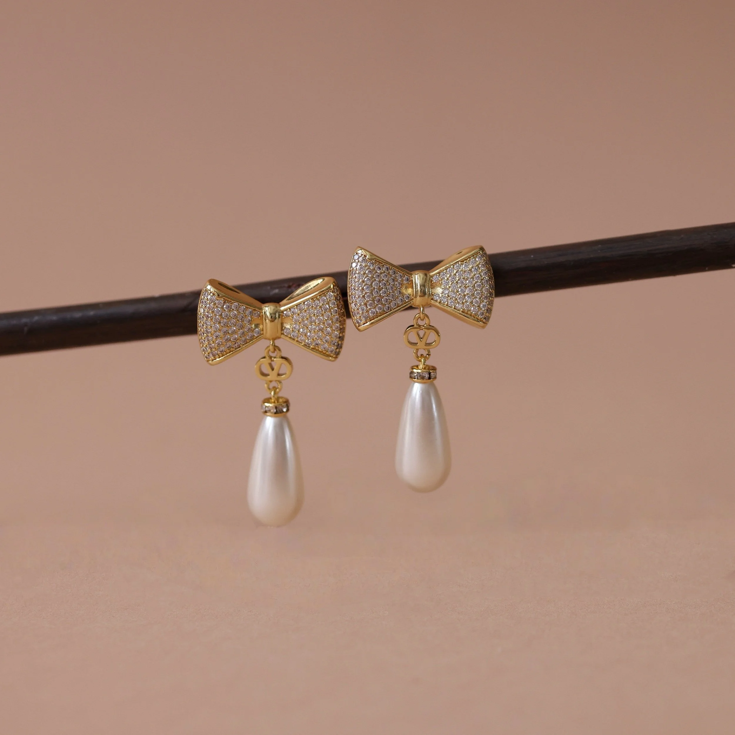 Repurposed Valentino Bow Charm Earrings