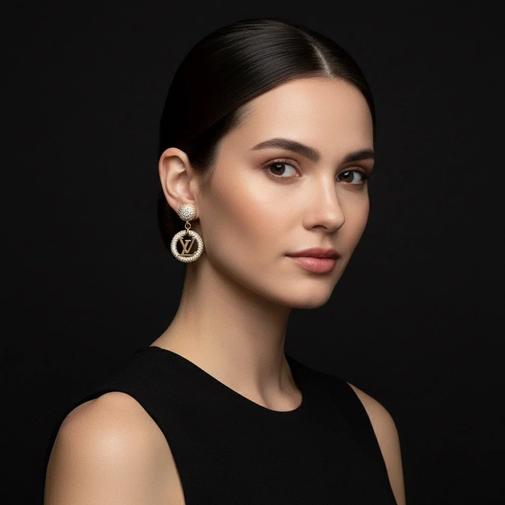 Repurposed LV Charm Hoop Earrings