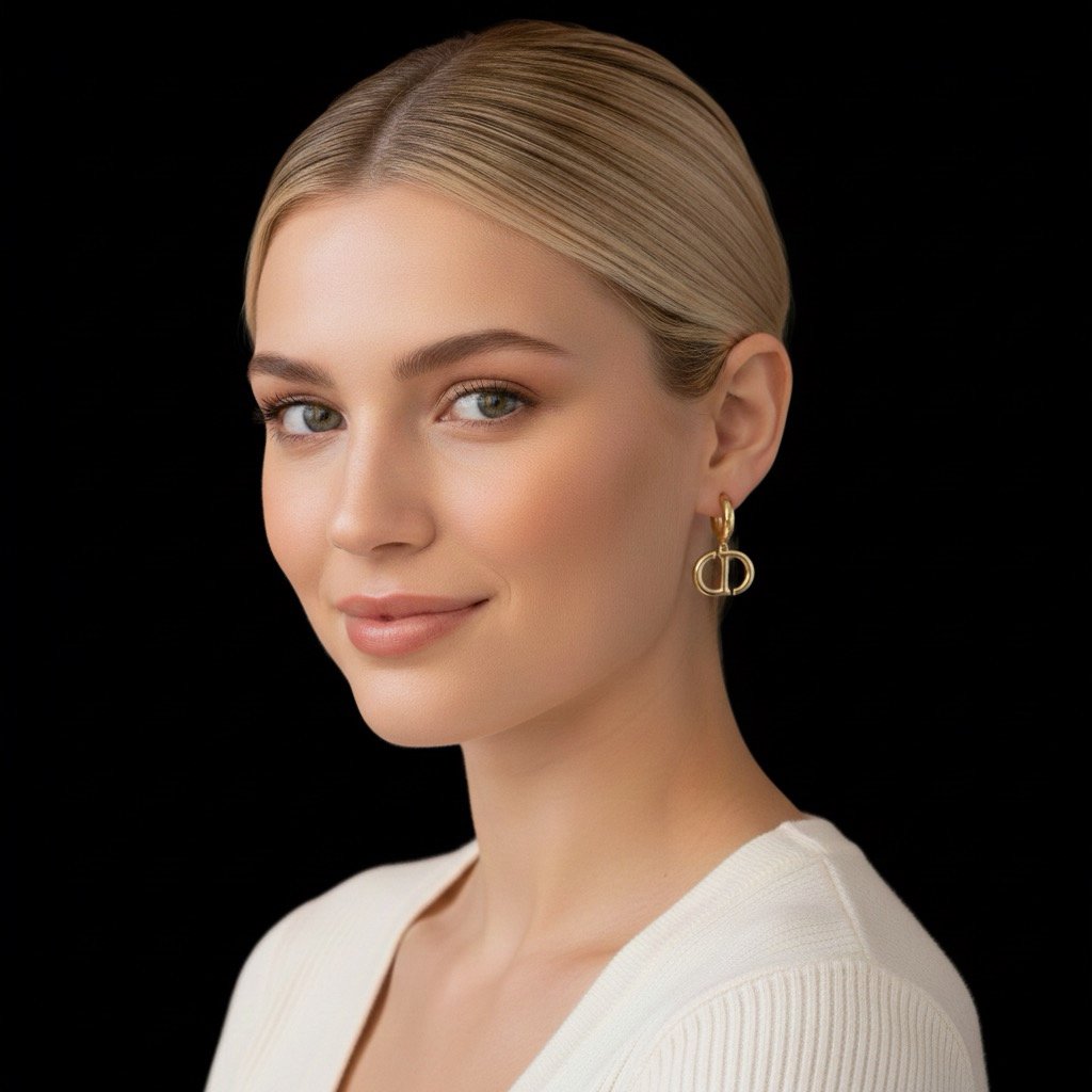 Repurposed Dior Classic Charm Hoop Earrings