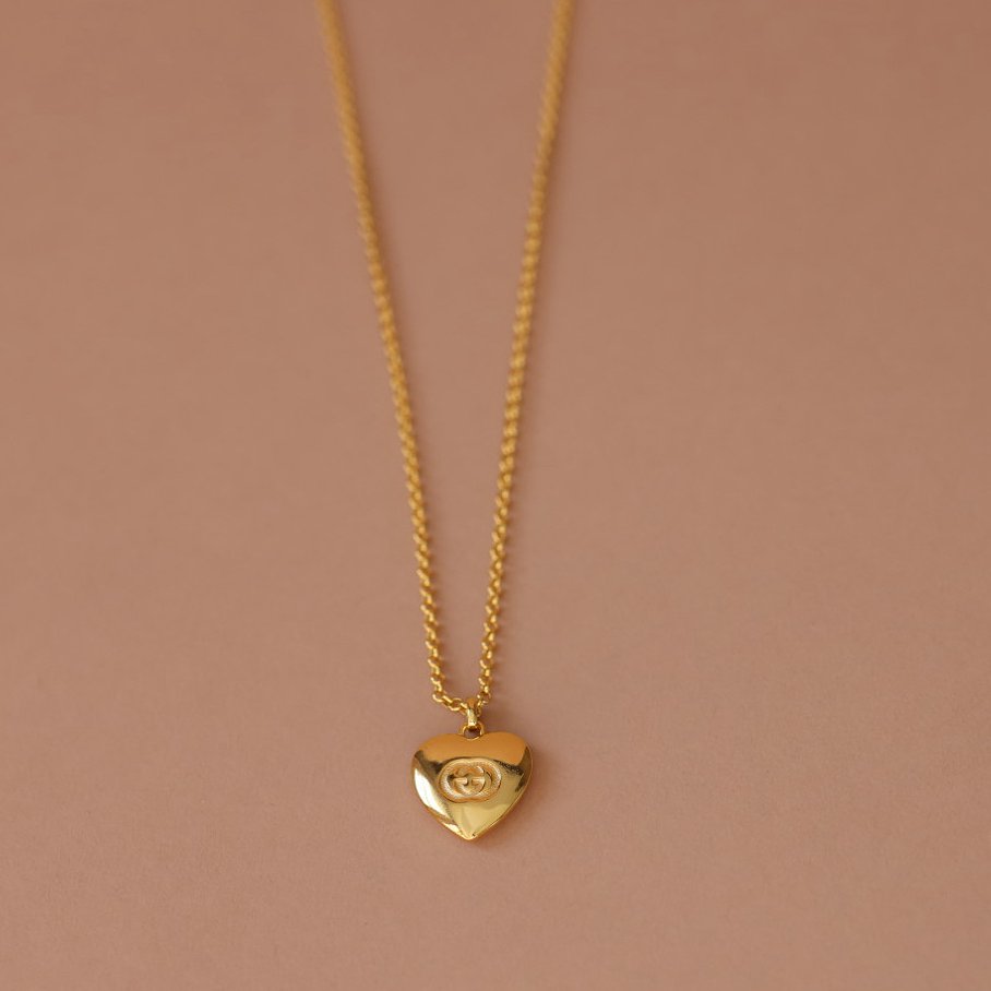 Repurposed Gold Heart Charm Necklace