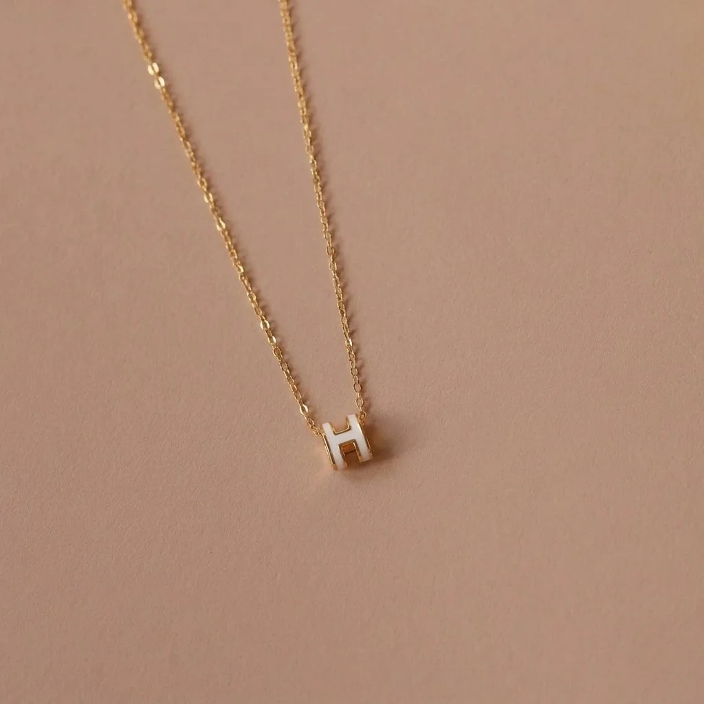 Repurposed H Charm Necklace