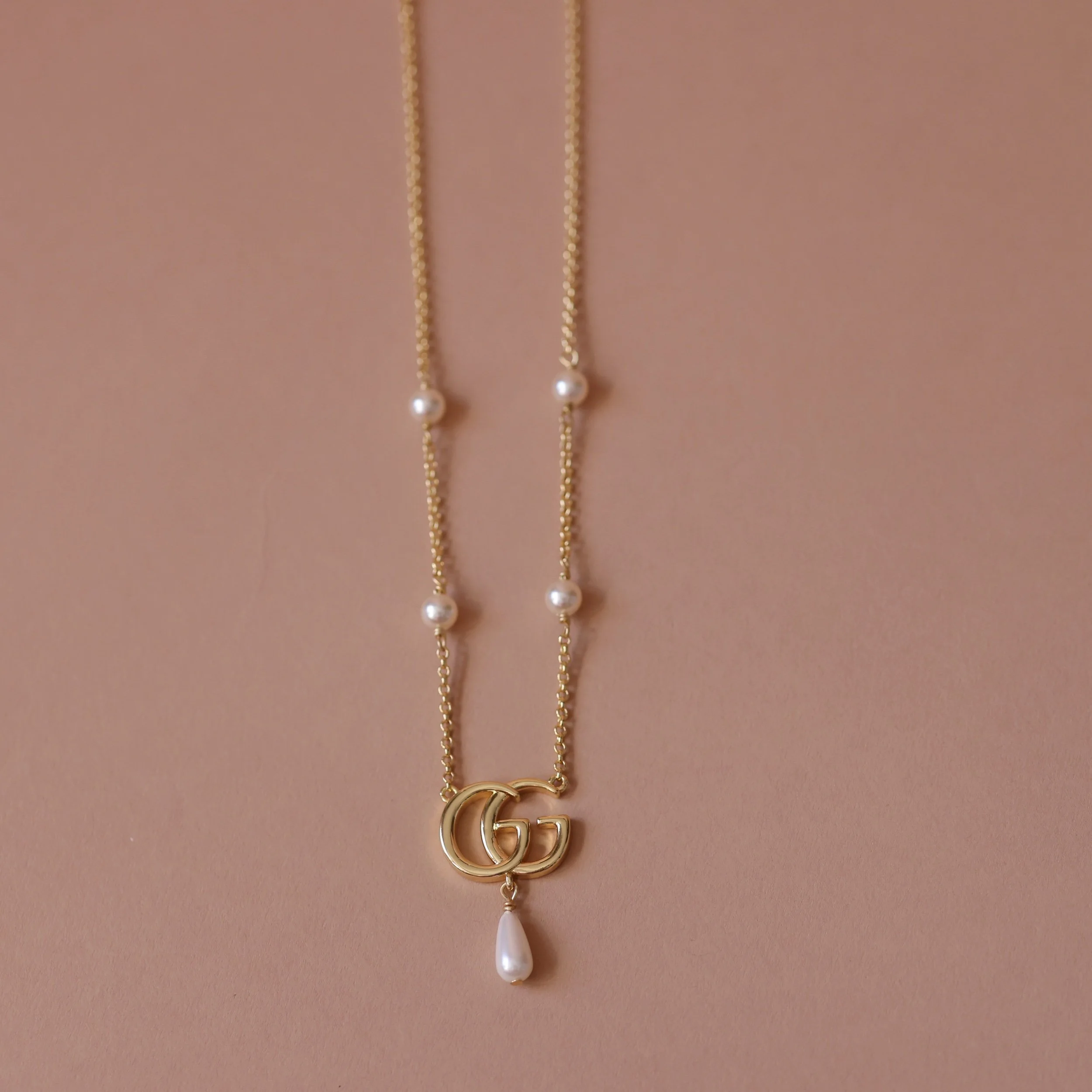 Repurposed Gucci Pearl Charm Necklace