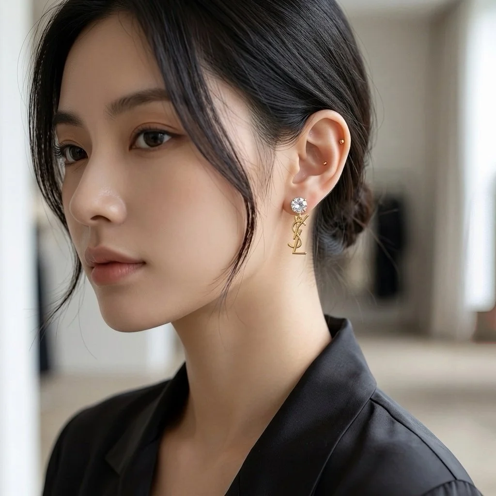 Repurposed YSL Rhinestone Stud Earrings