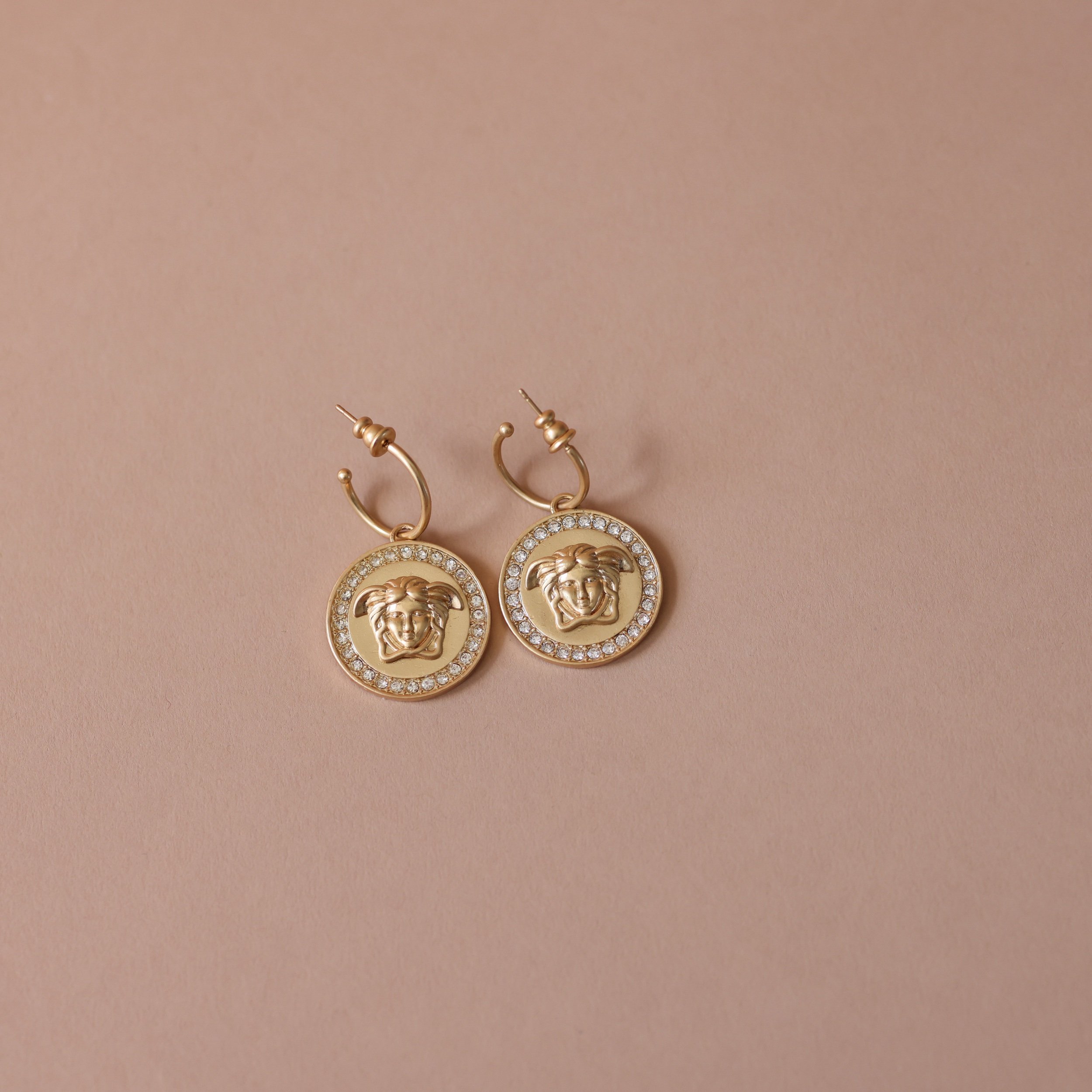 Repurposed Versace Charm Hoop Earrings