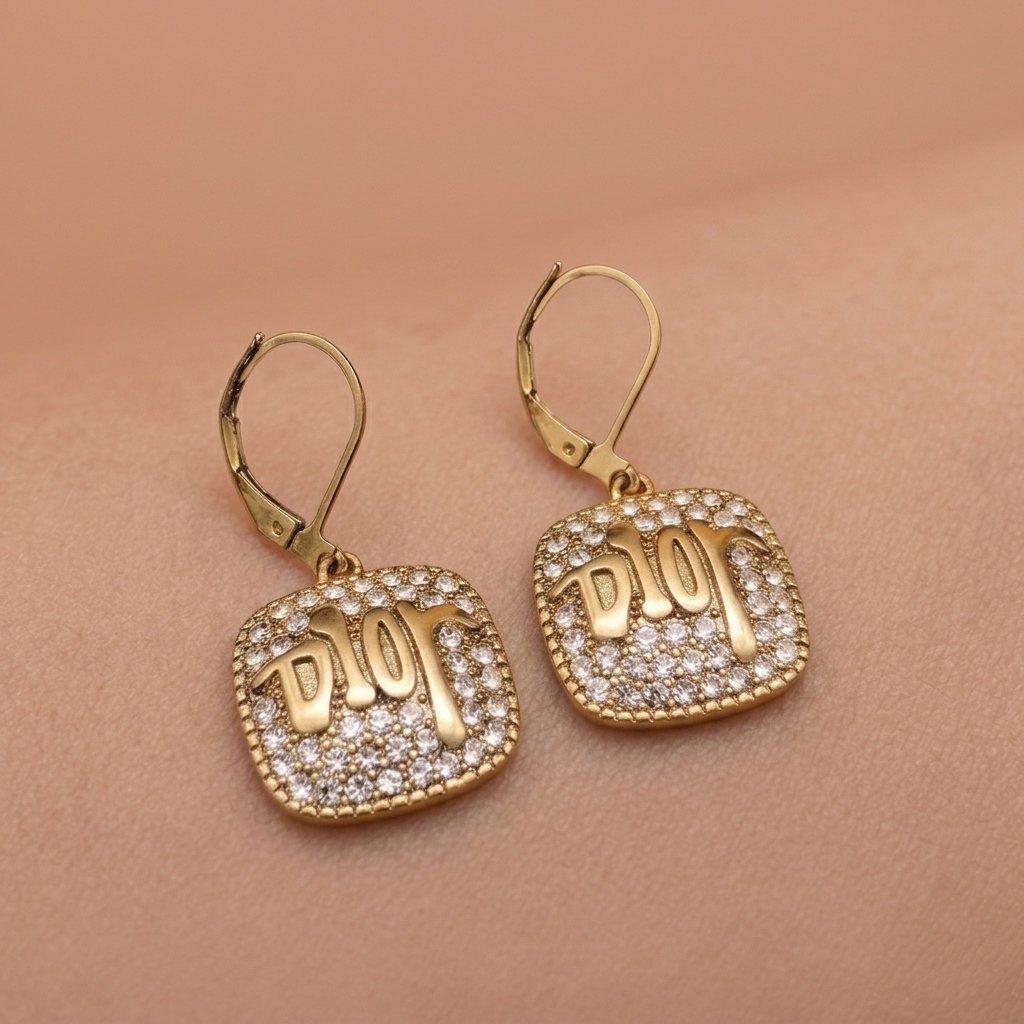 Repurposed Square Charm Level Back Earrings