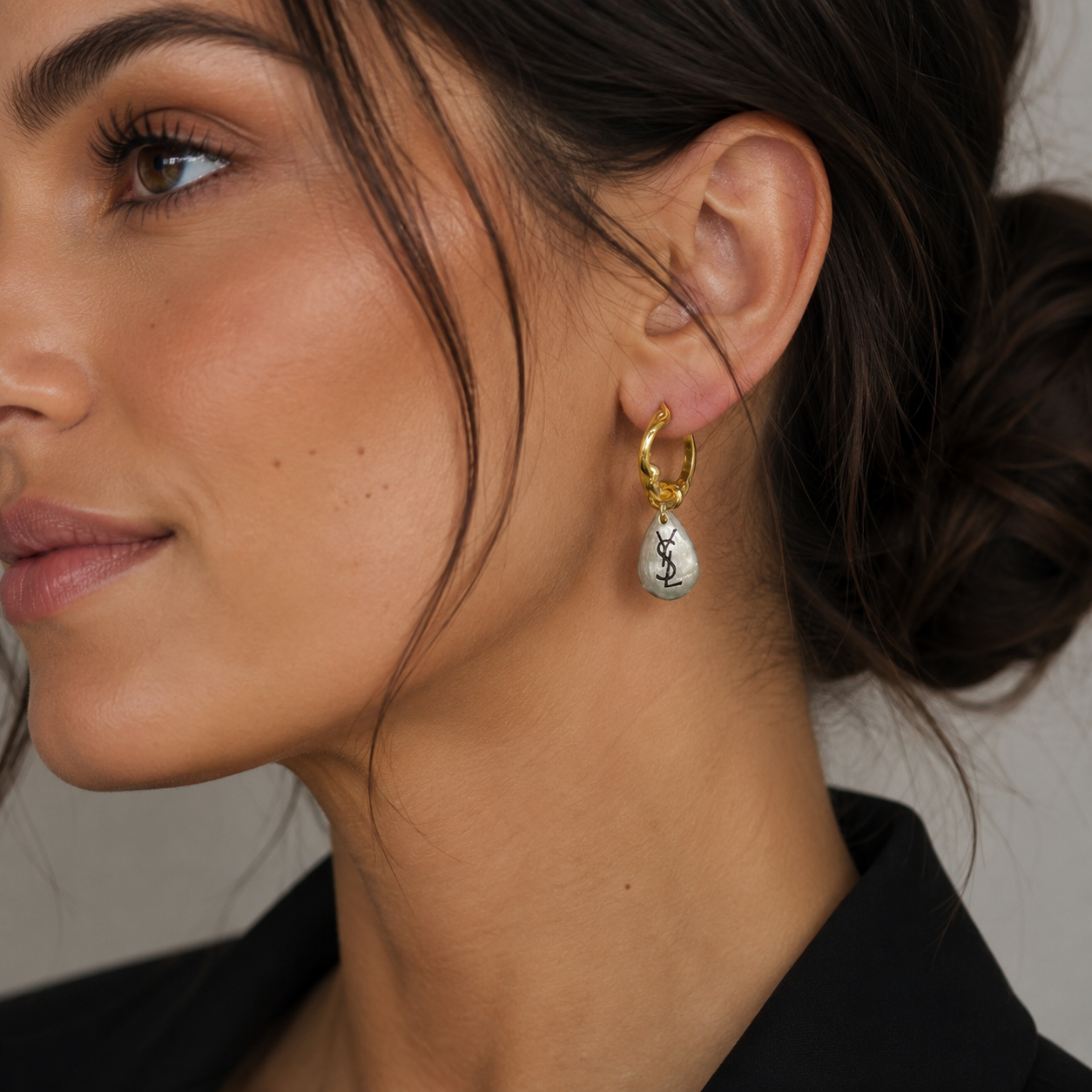 Repurposed YSL 2-Tone Charm Earrings