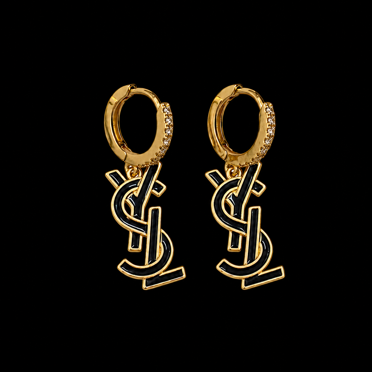 Repurposed YSL Rhinestone Hoop Earrings