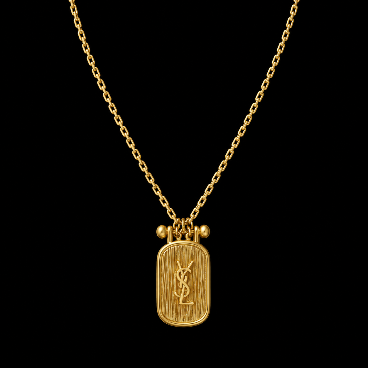 Repurposed YSL Rectangular Charm Necklace