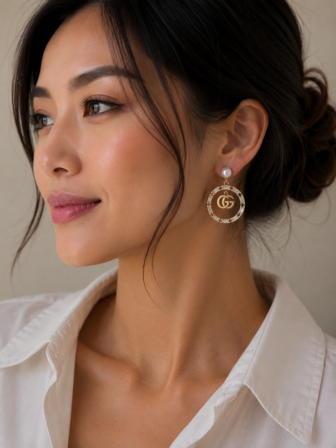 Repurposed Large Circle Charm Hoop Earrings and Necklace