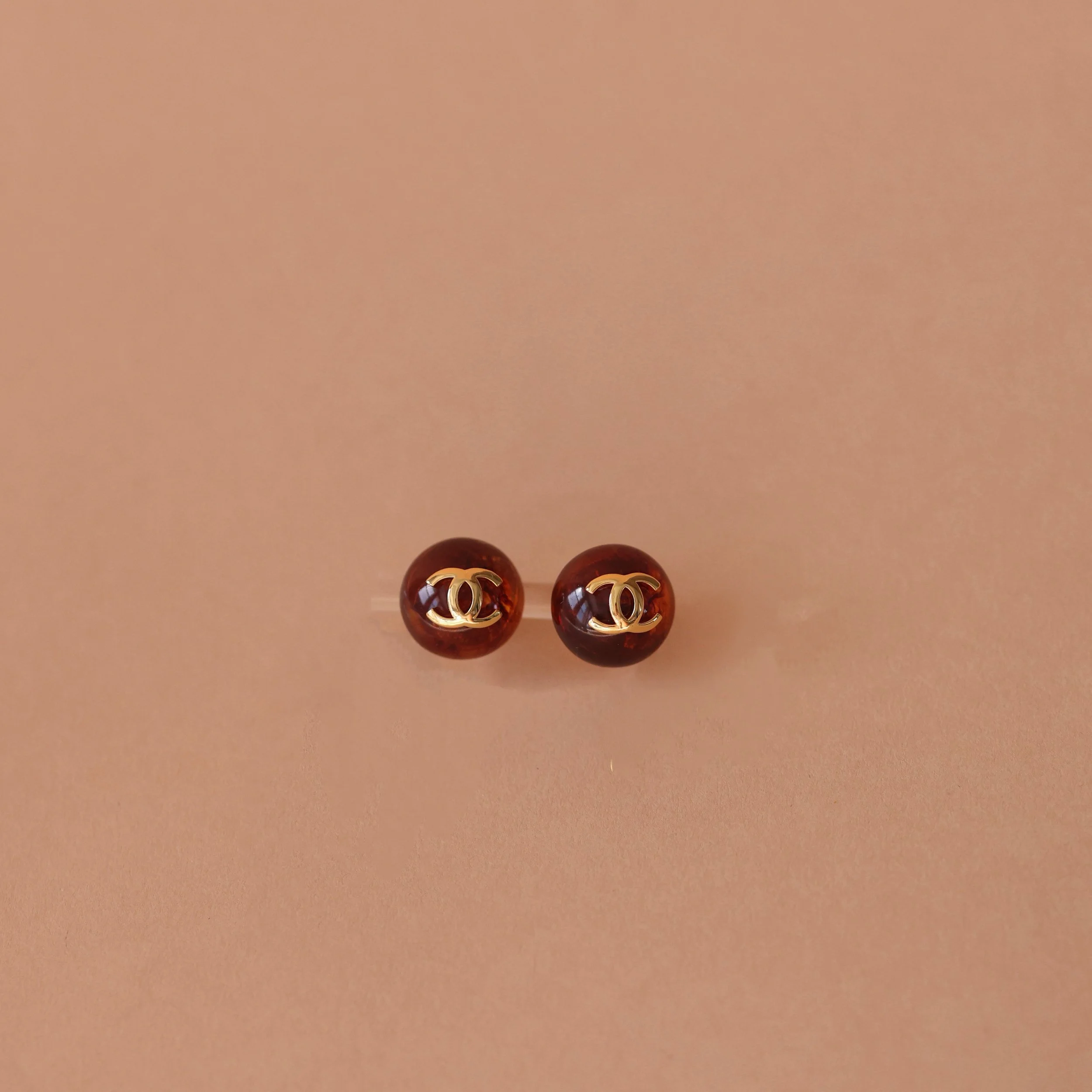 Repurposed Brown Button Stud Earrings