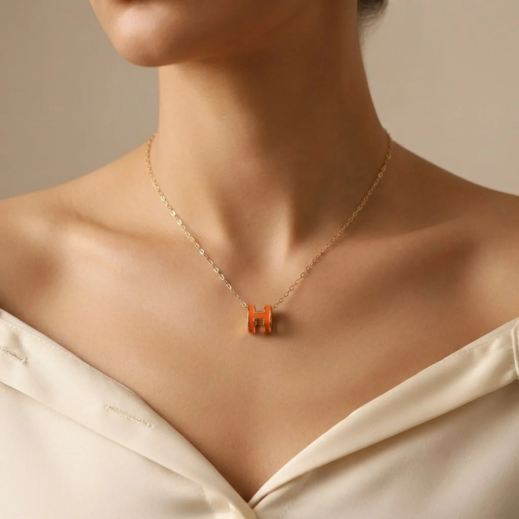 Repurposed H Charm Necklace