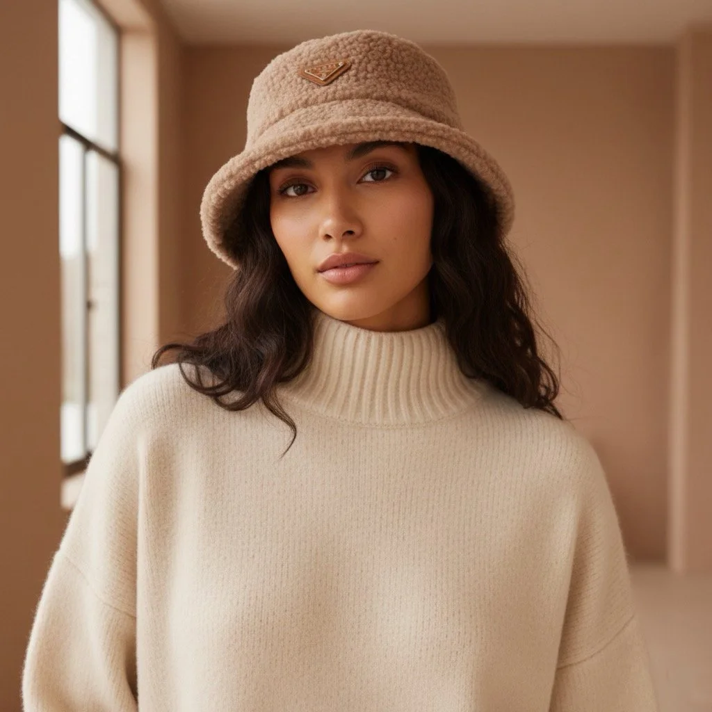 Repurposed Triangle Fuzzy Bucket Hat