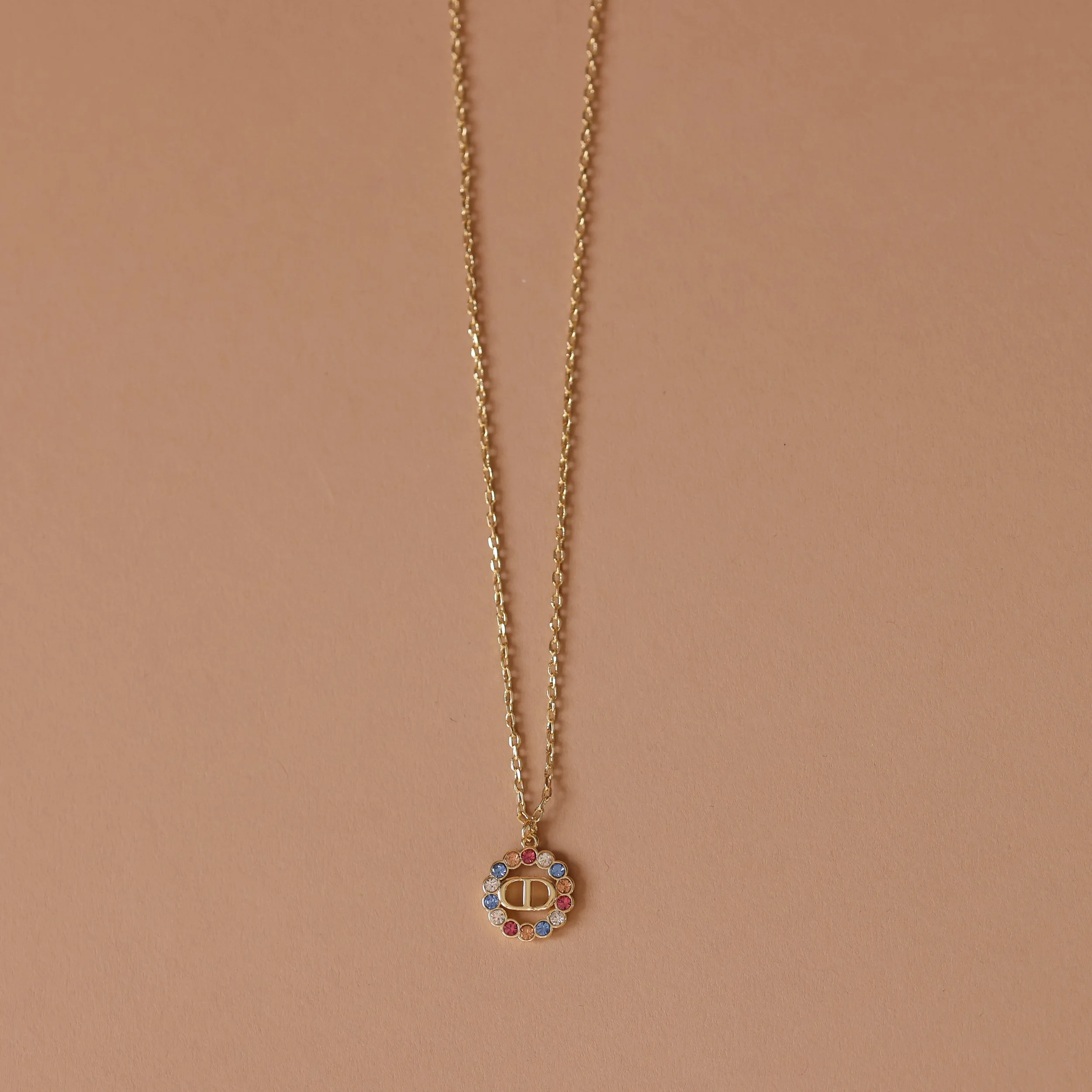 Repurposed CD Charm Rhinestone Necklace