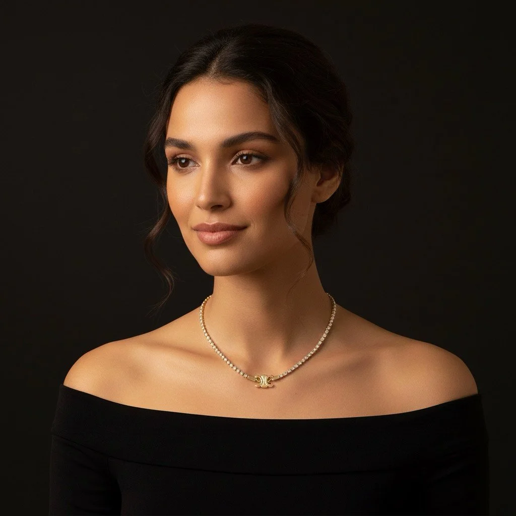 Repurposed Celine Rhinestone Charm Necklace