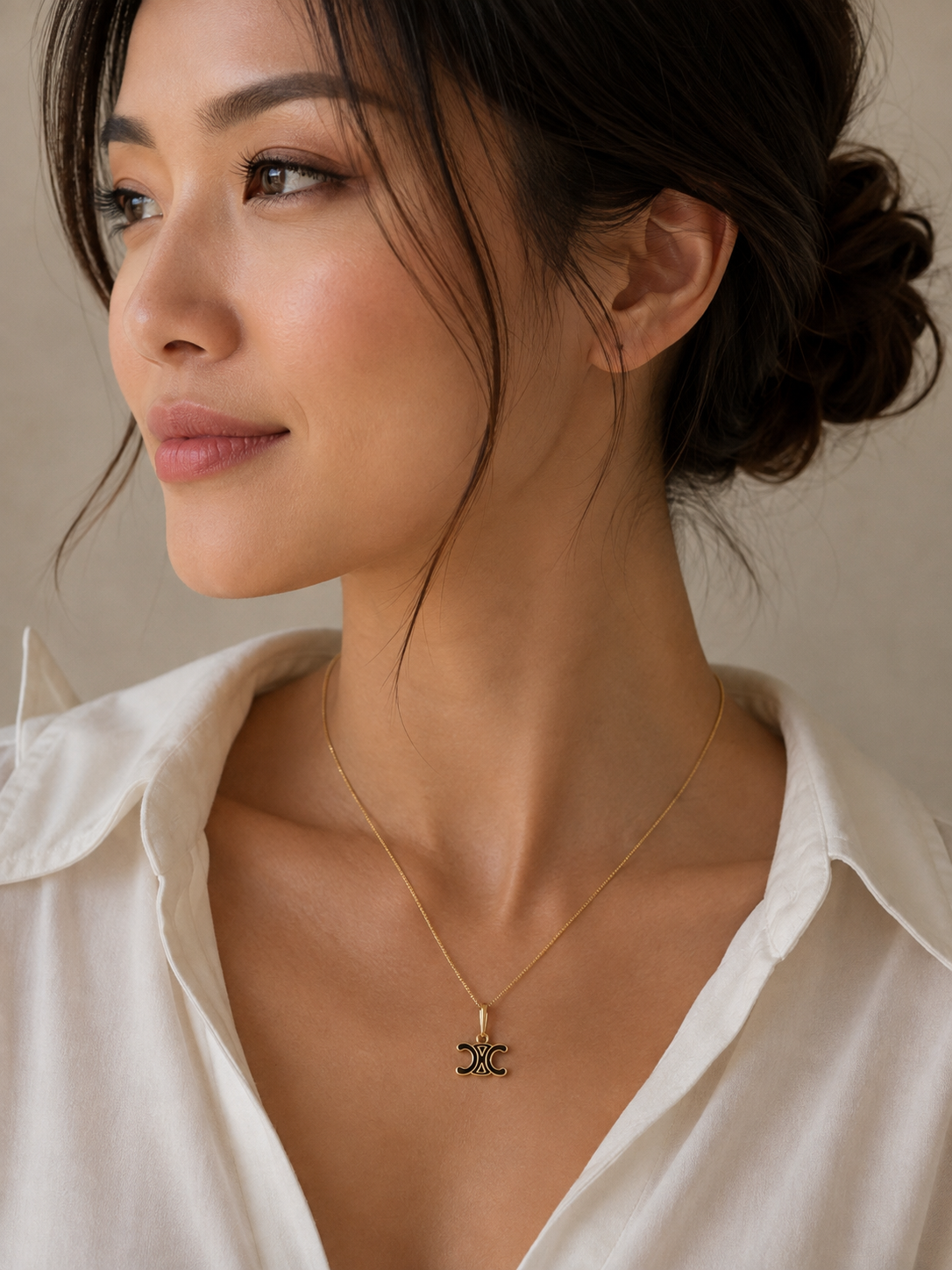 Repurposed Celine Black Charm Necklace