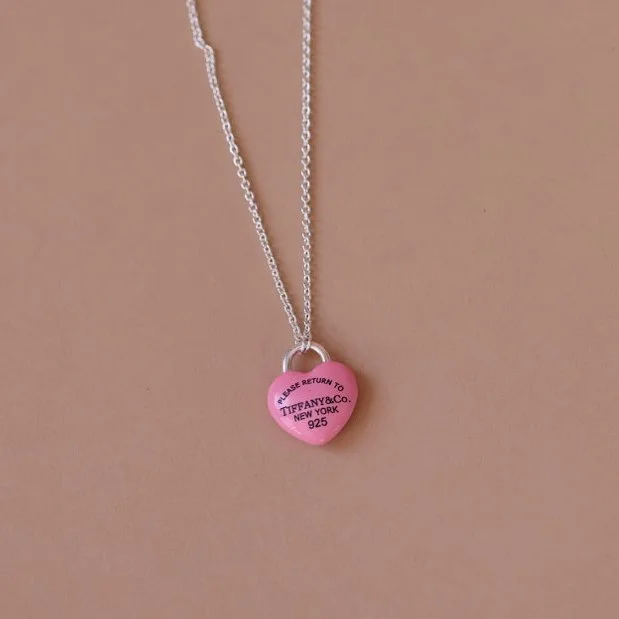 Repurposed Pink Heart Charm Necklace