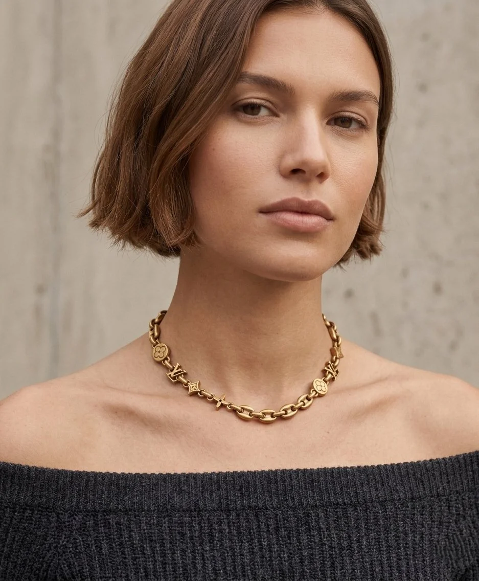Repurposed LV All Gold Charm Necklace