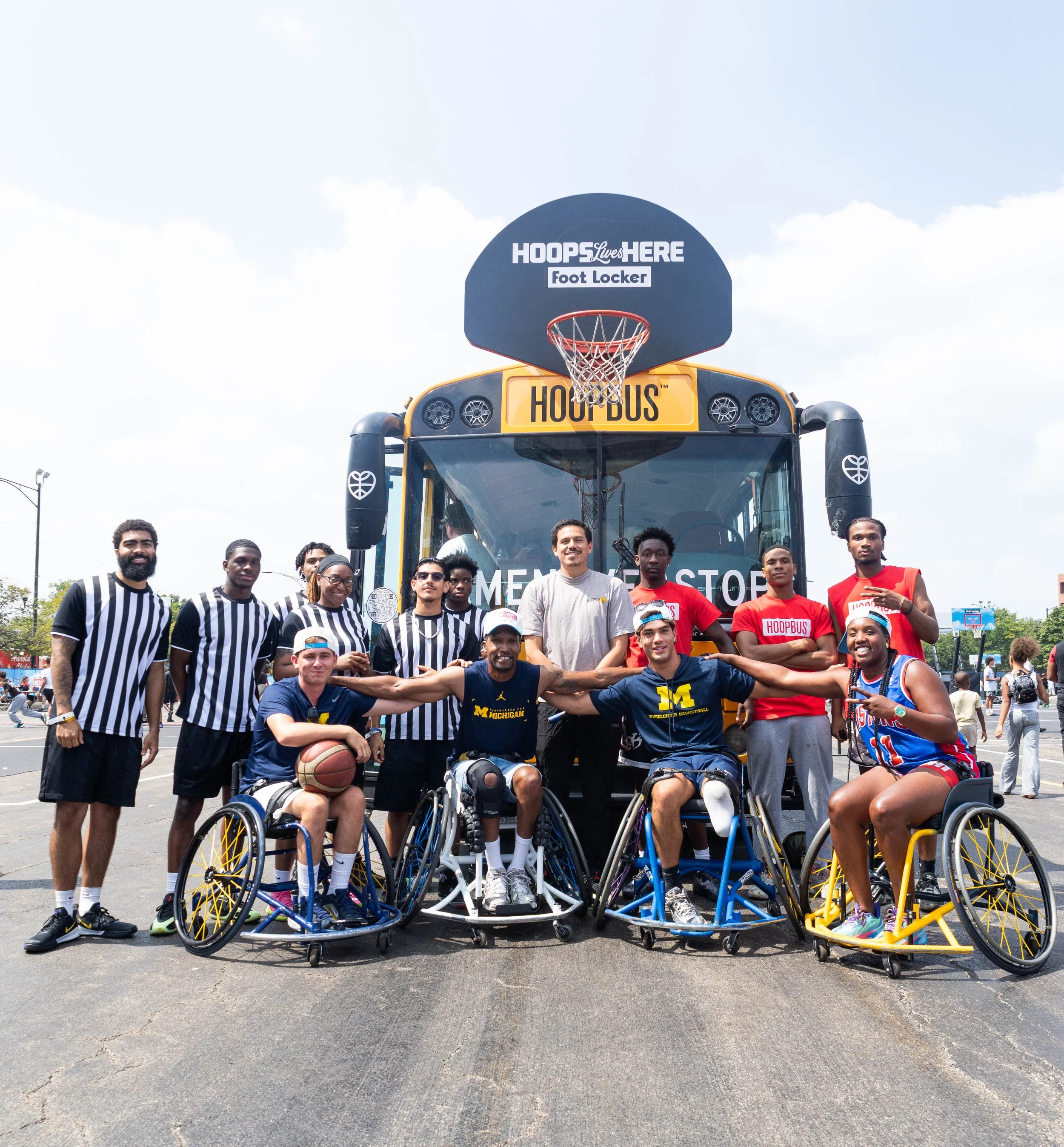  Foot Locker's stripers and Team Hoopbus with Team Michigan, the 2026 3v3 Wheelchair Basketball Division Champions. 