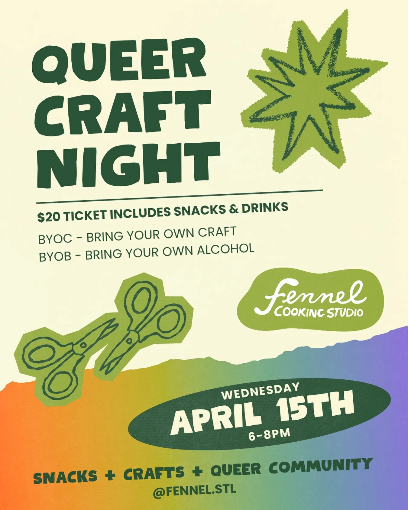 We&rsquo;re bringing back Queer Craft Night for spring community building this month! 🏳️&zwj;🌈🏳️&zwj;⚧️

Grab a friend, bring a craft, enjoy girl dinner, and meet new people. We&rsquo;ll provide the snacks &amp; drinks, you bring your current proj