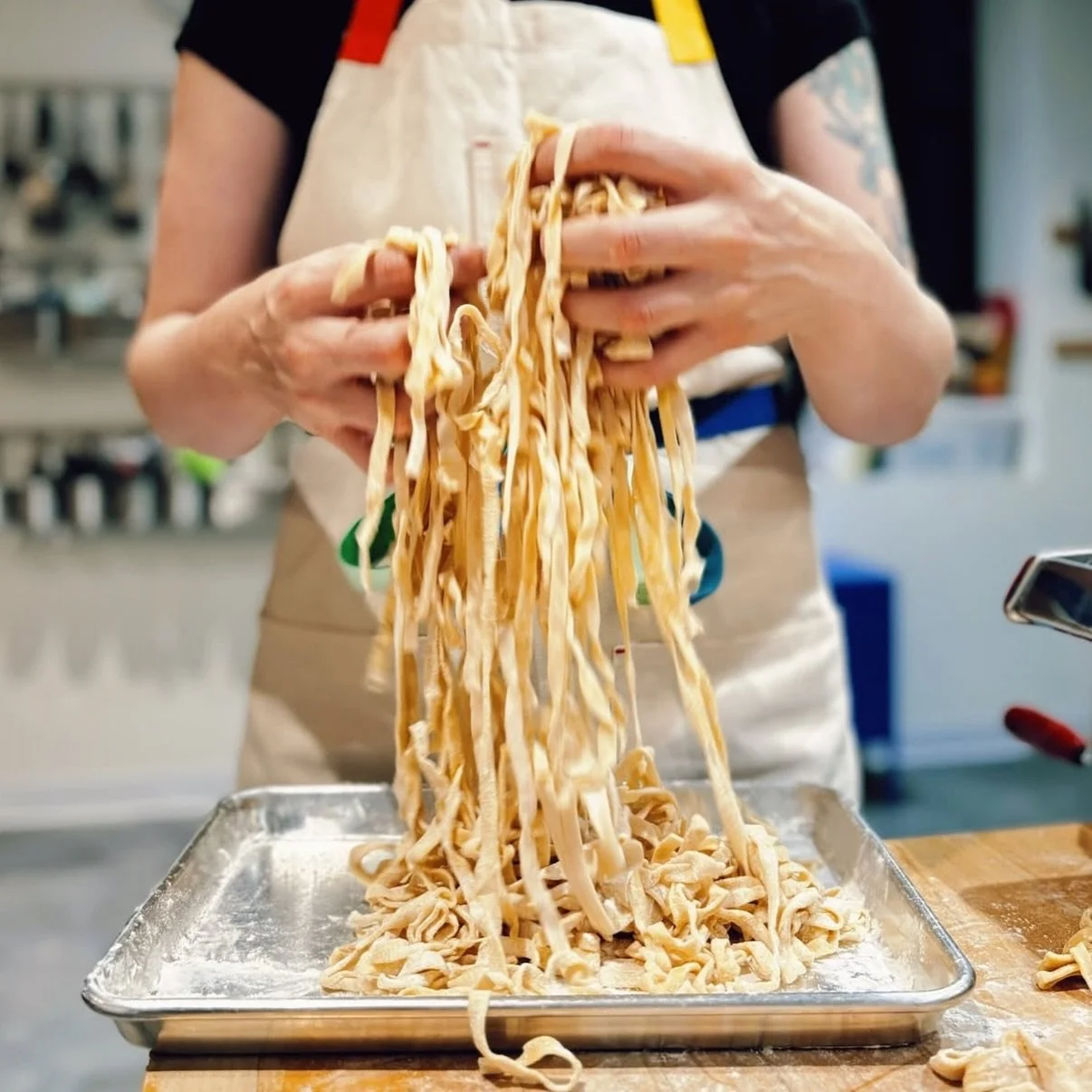 If you were waiting for a sign to book with us, this is it!
We&rsquo;ve got a couple last-minute openings: two spots in Knife Skills tomorrow and one seat in tonight&rsquo;s Pasta class.

These are two of our most foundational classes for a reason. K