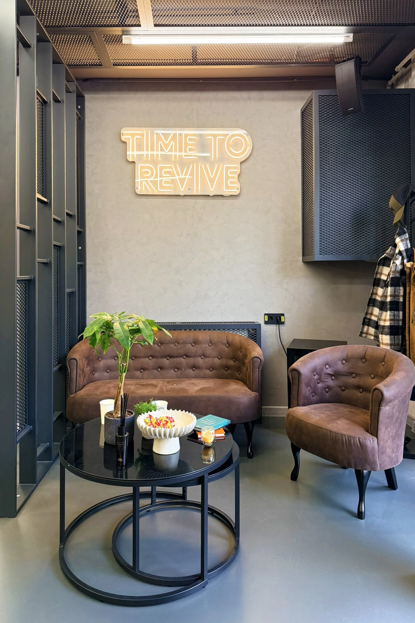 high-end industrial design barbershop minimalist 