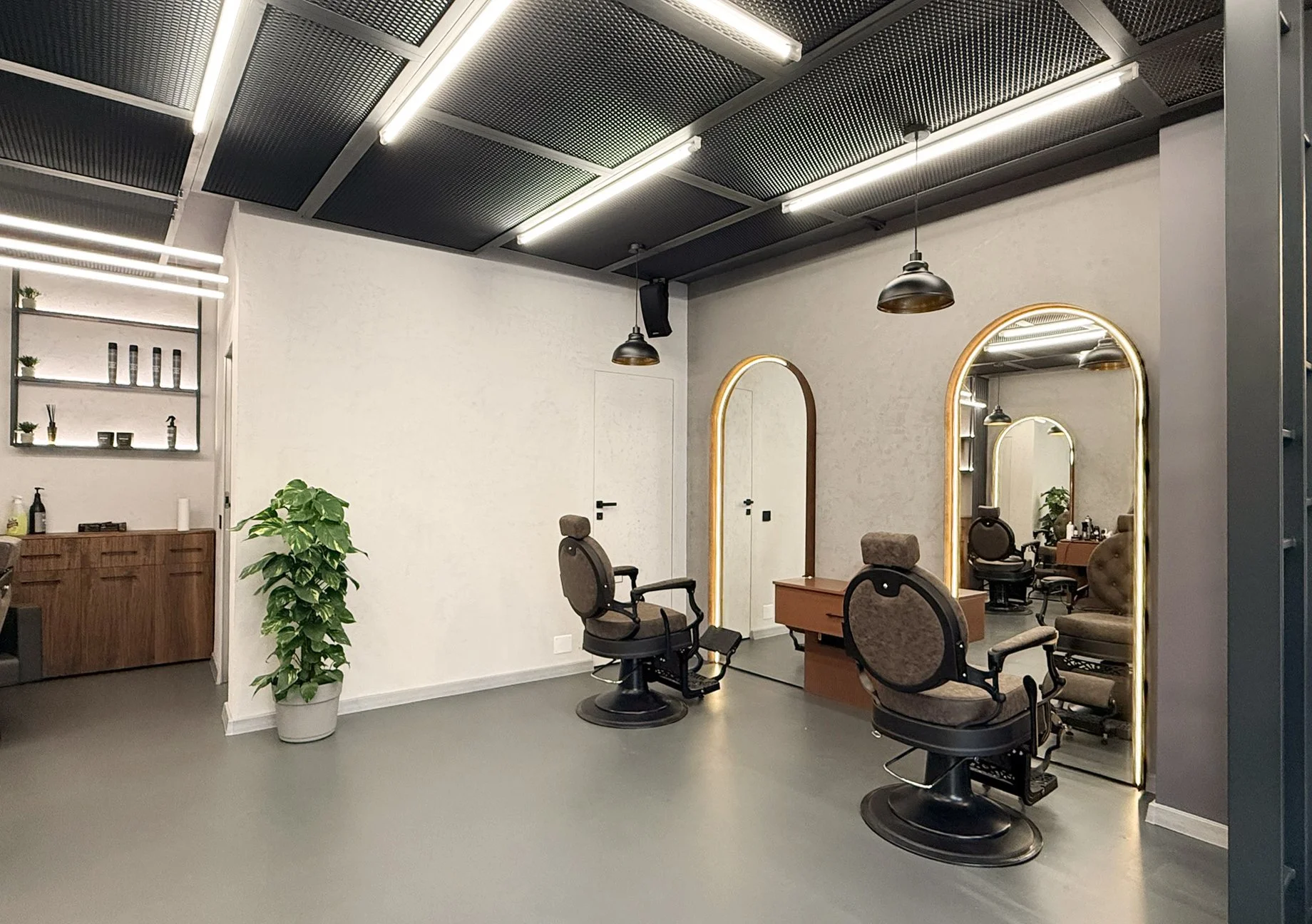 industrial design barbershop minimalist sleek masculine architecture