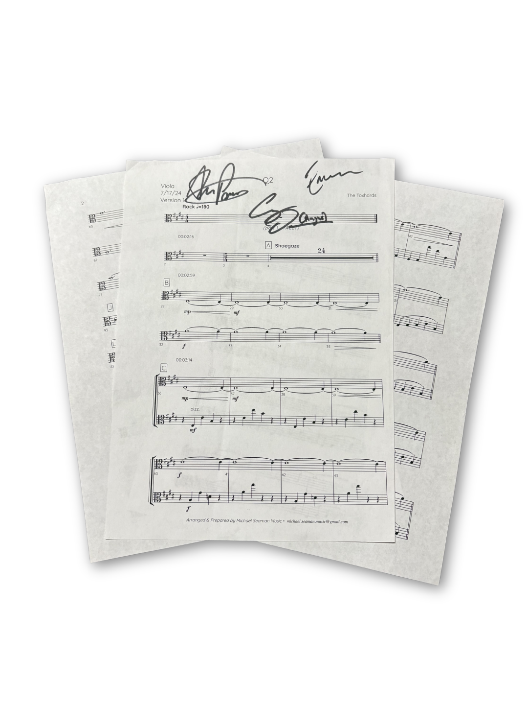 Sheet Music: Q2, Viola (SIGNED)