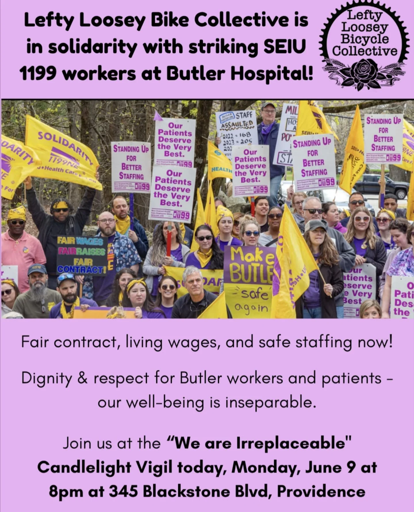 Support the Butler strike! Care NE's union busting is disgusting! ICE out of our communities! Abolish ICE! Two opportunities to take action today. Bike collective folks will be rolling up, join us!

Emergency action - ICE OUT - today at 6pm at 444 We