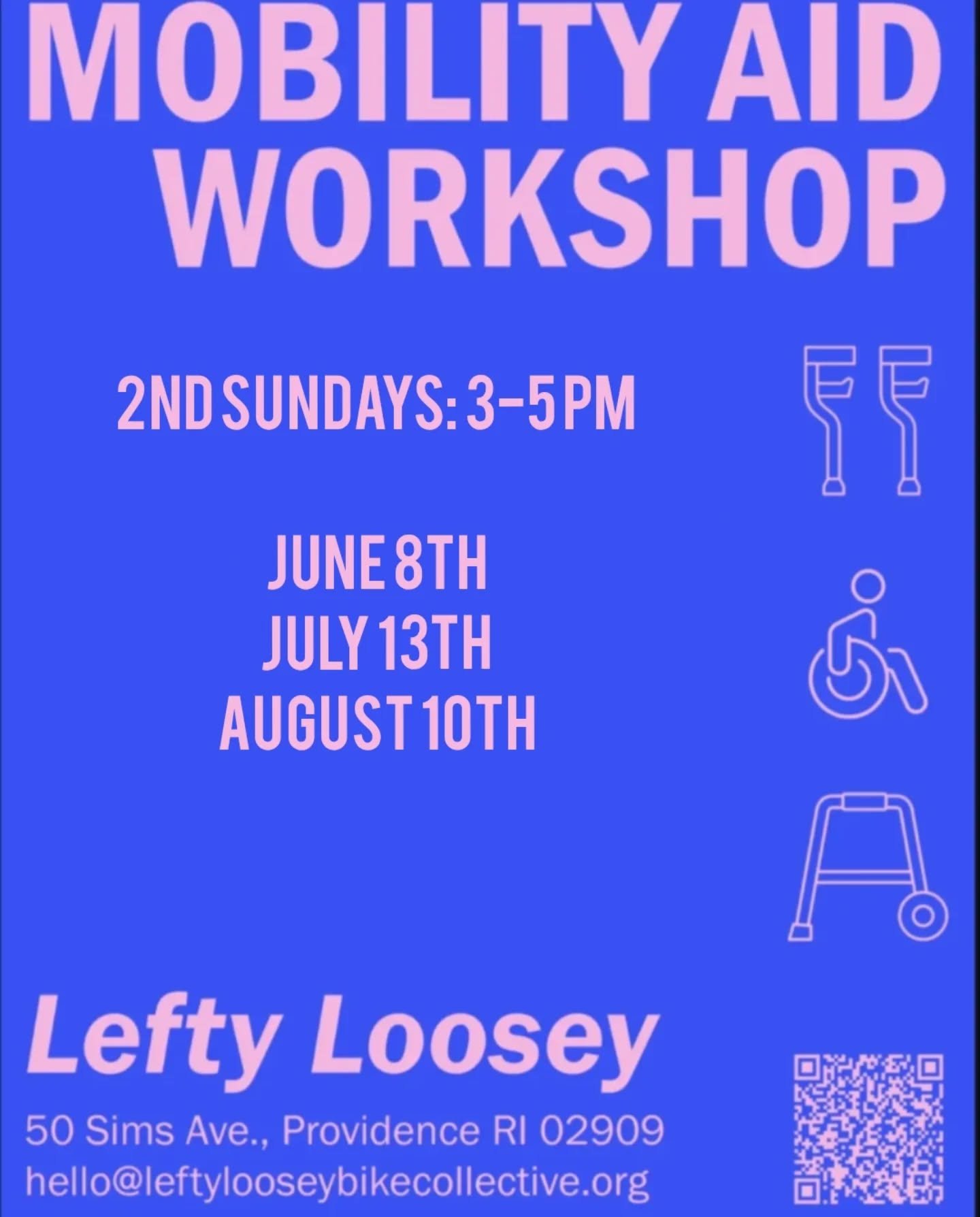 More information coming, but for now, a heads up that our first monthly Mobility Aid Repair monthly open shop! Come by this Sunday from 3-5pm. Have a wheelchair, or a rollator? Any other kind of mechanical mobility aid? We would love to help you work