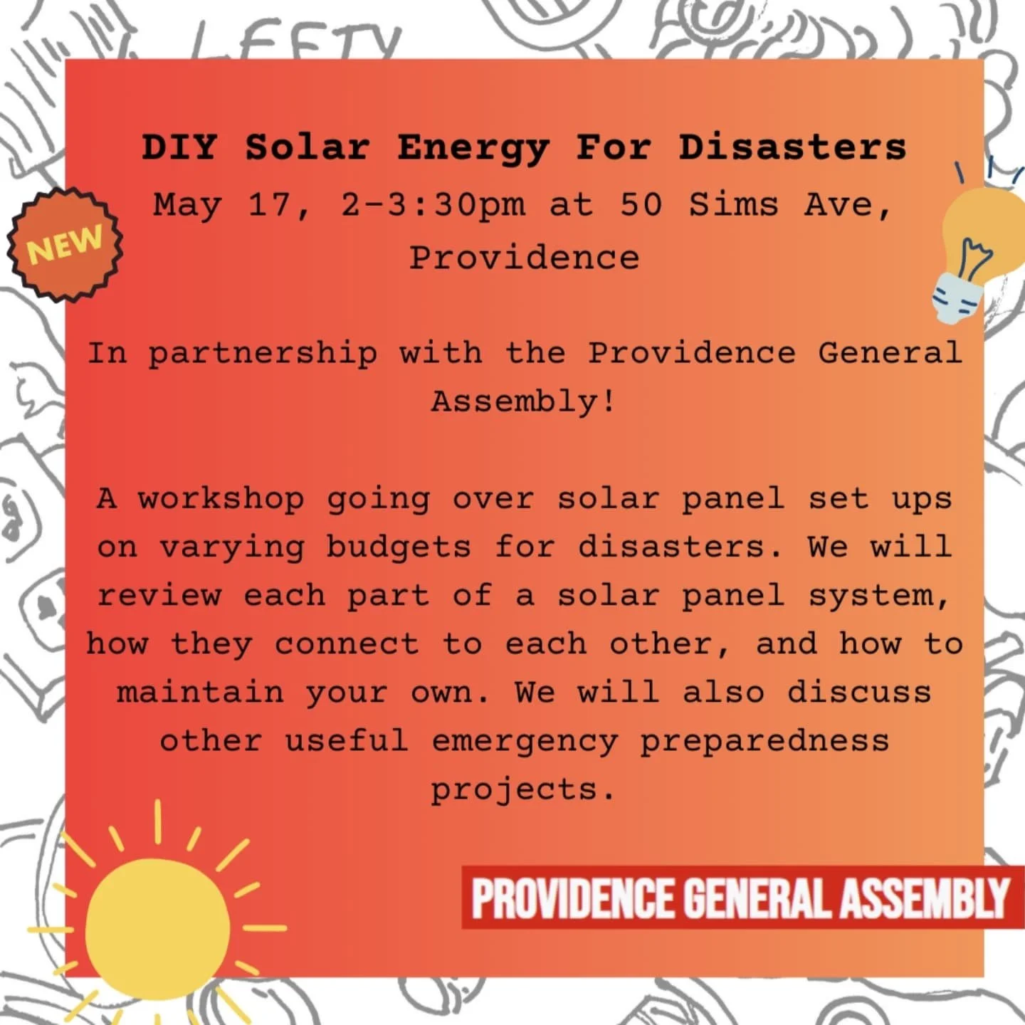 Just when we thought it wasn't winter anymore, and that our workshop series couldn't possibly get any more exciting, Providence General Assembly is coming through with the absolutely grand finale (we think) workshop in our winter workshop series - a 