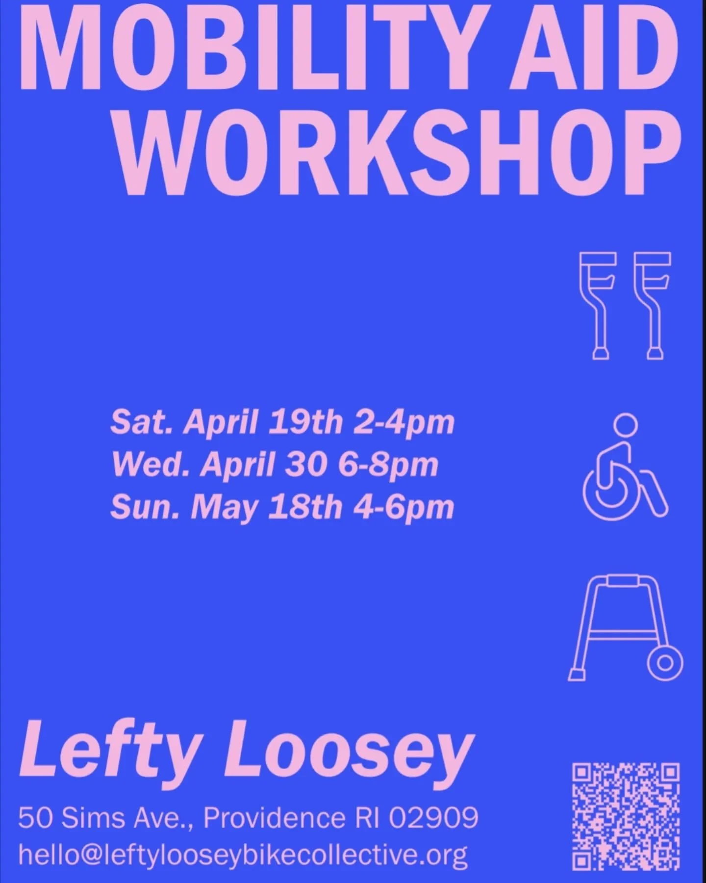Lefty Loosey is introducing some new disability justice programming. These workshops are specifically intended for disabled people who are either mobility aid users, or disabled people who are interested in trying out mobility aids to consider incorp