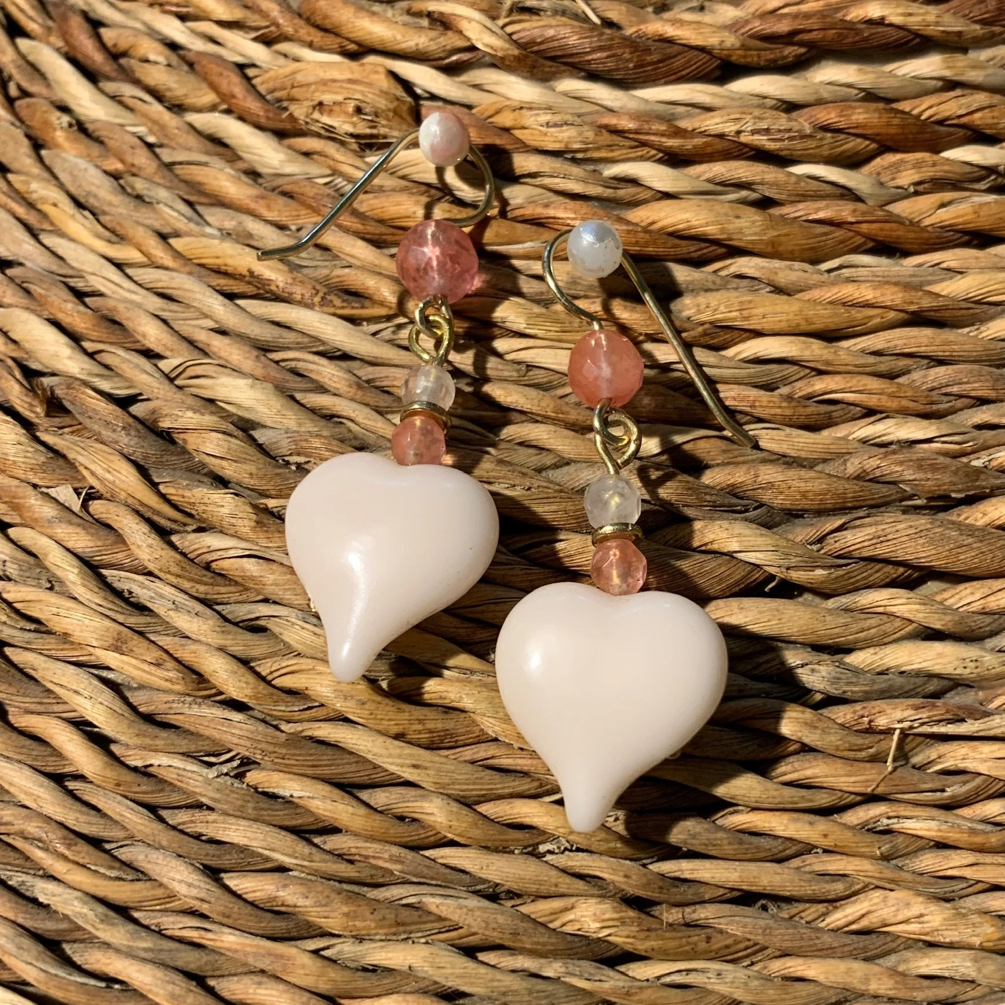 Tea Rose Heart Earrings