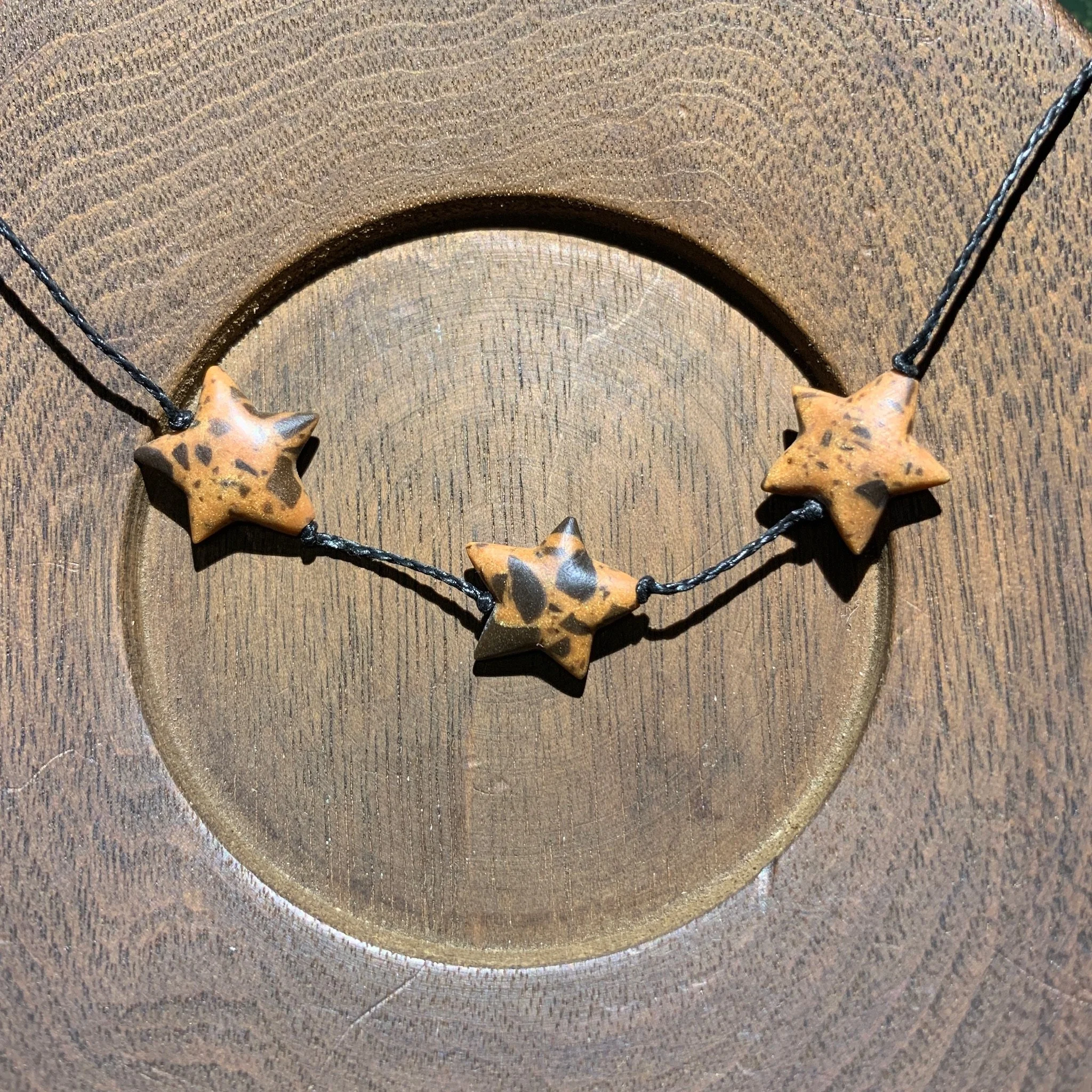 Gold Nugget Three Star Necklace