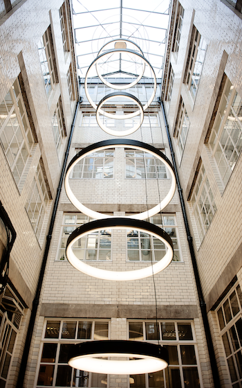 office building lightwell bespoke lighitng feature art sculpture