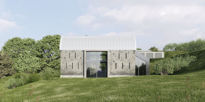 Barn conversion barrel roof extension basement modern stone zinc